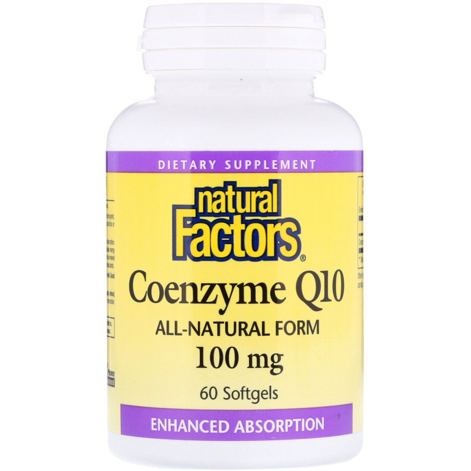 Natural Factors, Coenzima Q10, Absorción mejorada, 100 mg, 60 cápsulas blandas