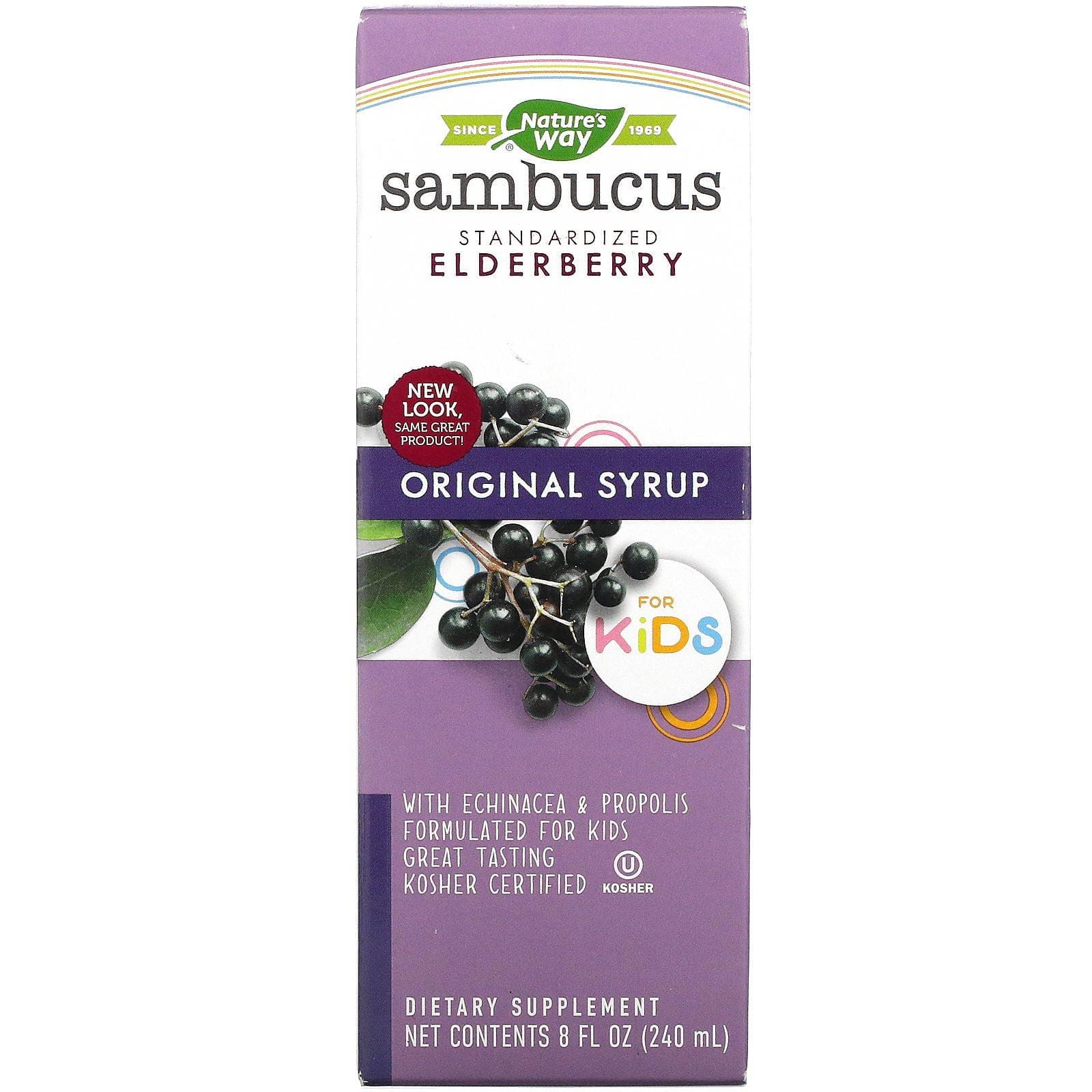 Nature's Way, Sambucus para niños, Saúco estandarizado, Jarabe original, 240 ml (8 oz. líq.)