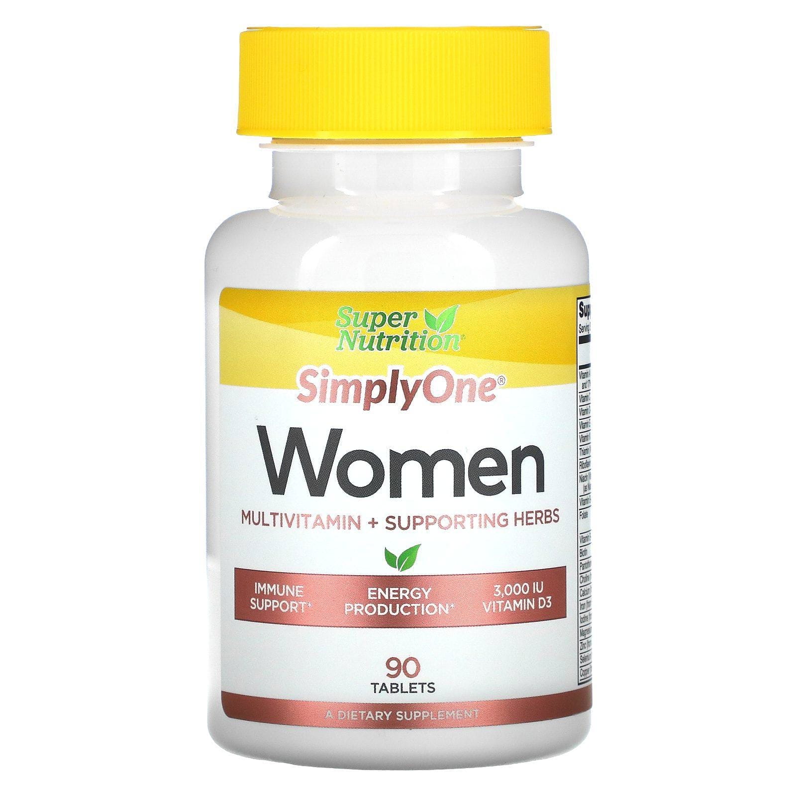 Super Nutrition, SimplyOne, Women, Multivitamin + Supporting Herbs, 90 Tablets