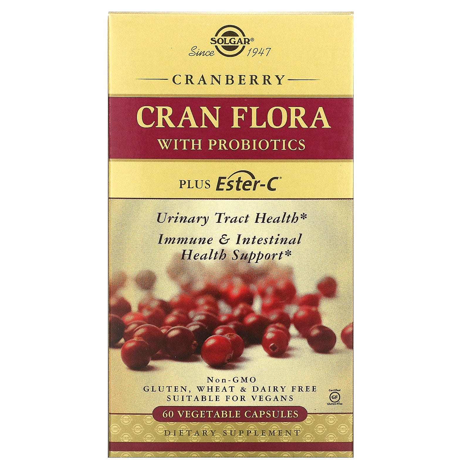 Solgar, Cran Flora, con probióticos, 60 cápsulas vegetales