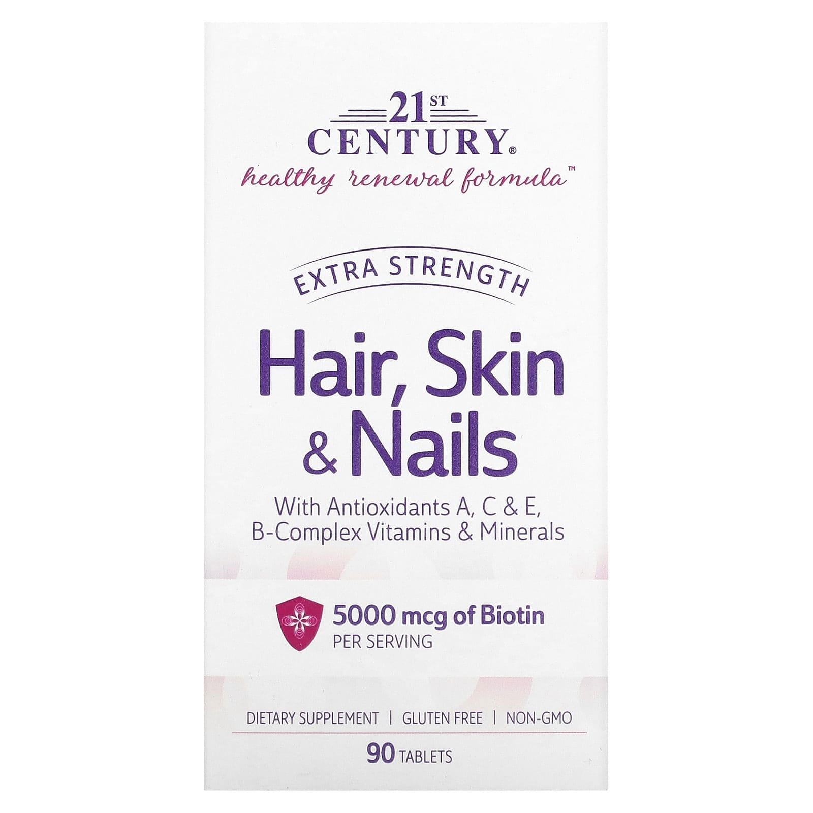 21st Century, Suplemento para el cabello, la piel y las uñas, Concentración extra, 90 comprimidos