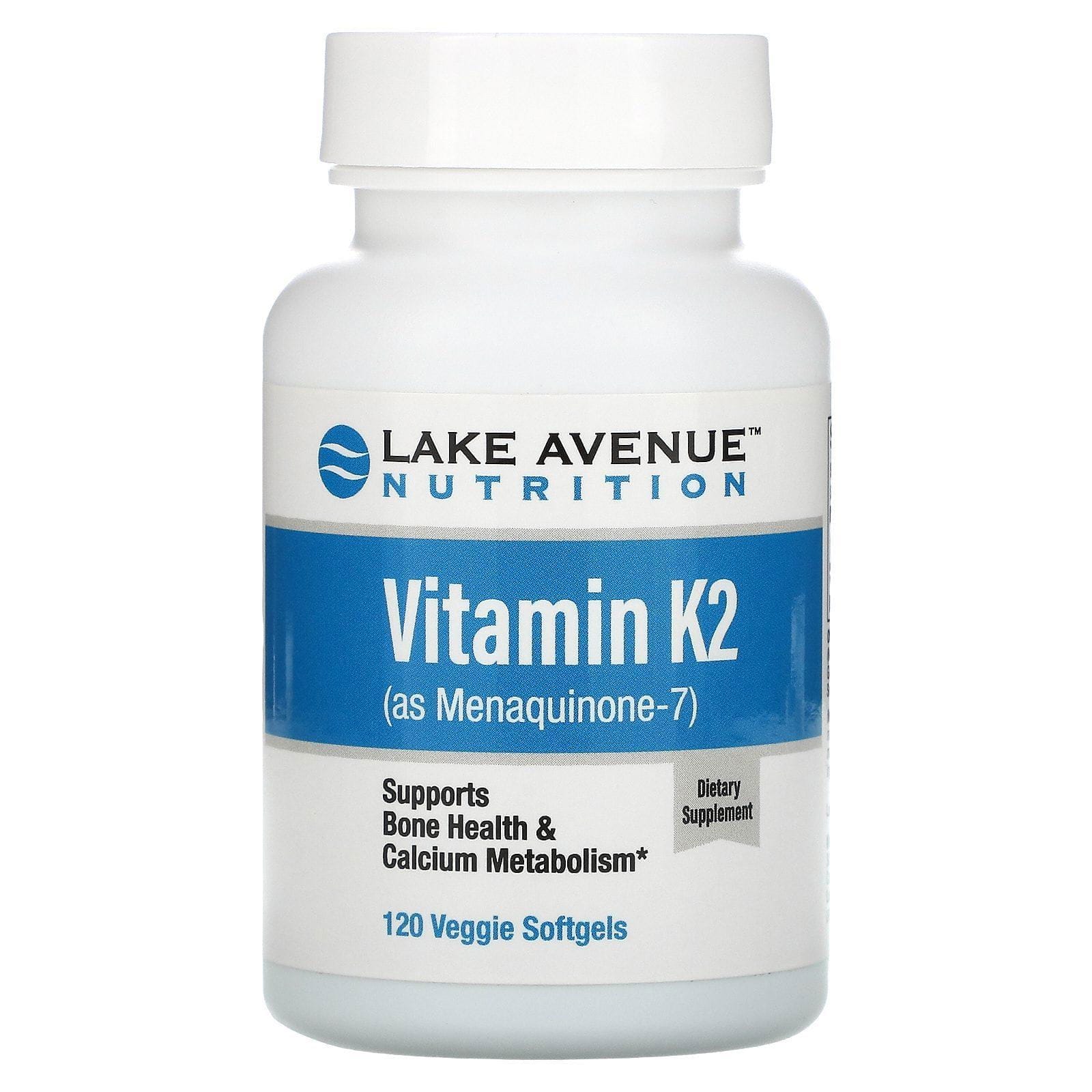 Lake Avenue Nutrition, Vitamina K2 (en forma de menaquinona-7), 50 mcg, 120 cápsulas blandas vegetales