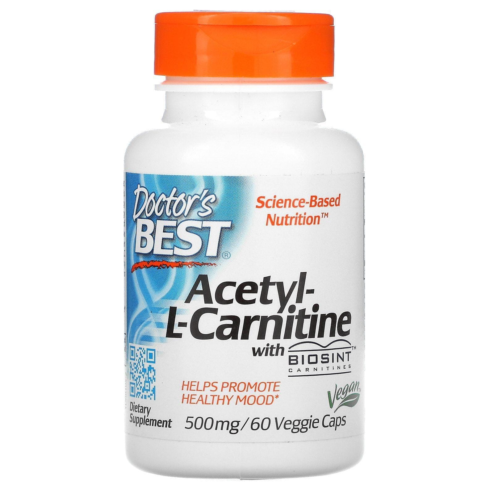 Doctor's Best, Acetil-L-carnitina con Biosint Carnitines, 500 mg, 60 cápsulas vegetales