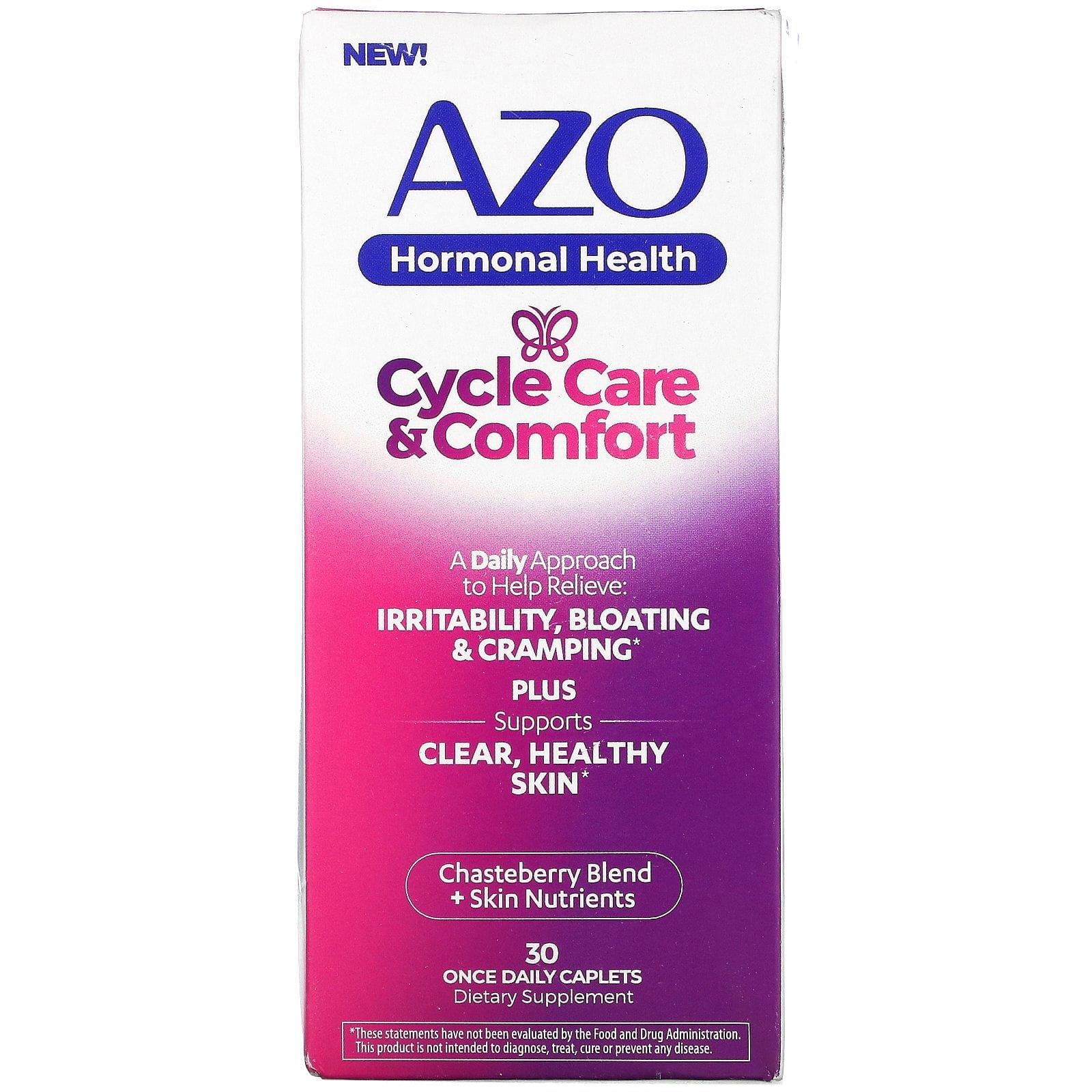 Azo, Hormonal Health, Cycle Care & Comfort, 30 Once Daily Caplets