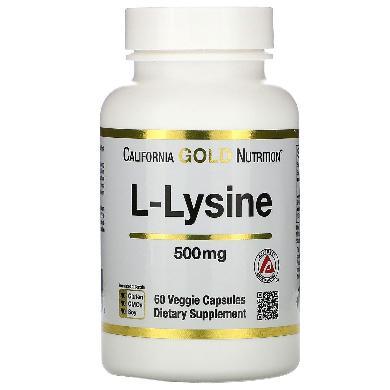 California Gold Nutrition, L-lisina, 500 mg, 60 cápsulas vegetales