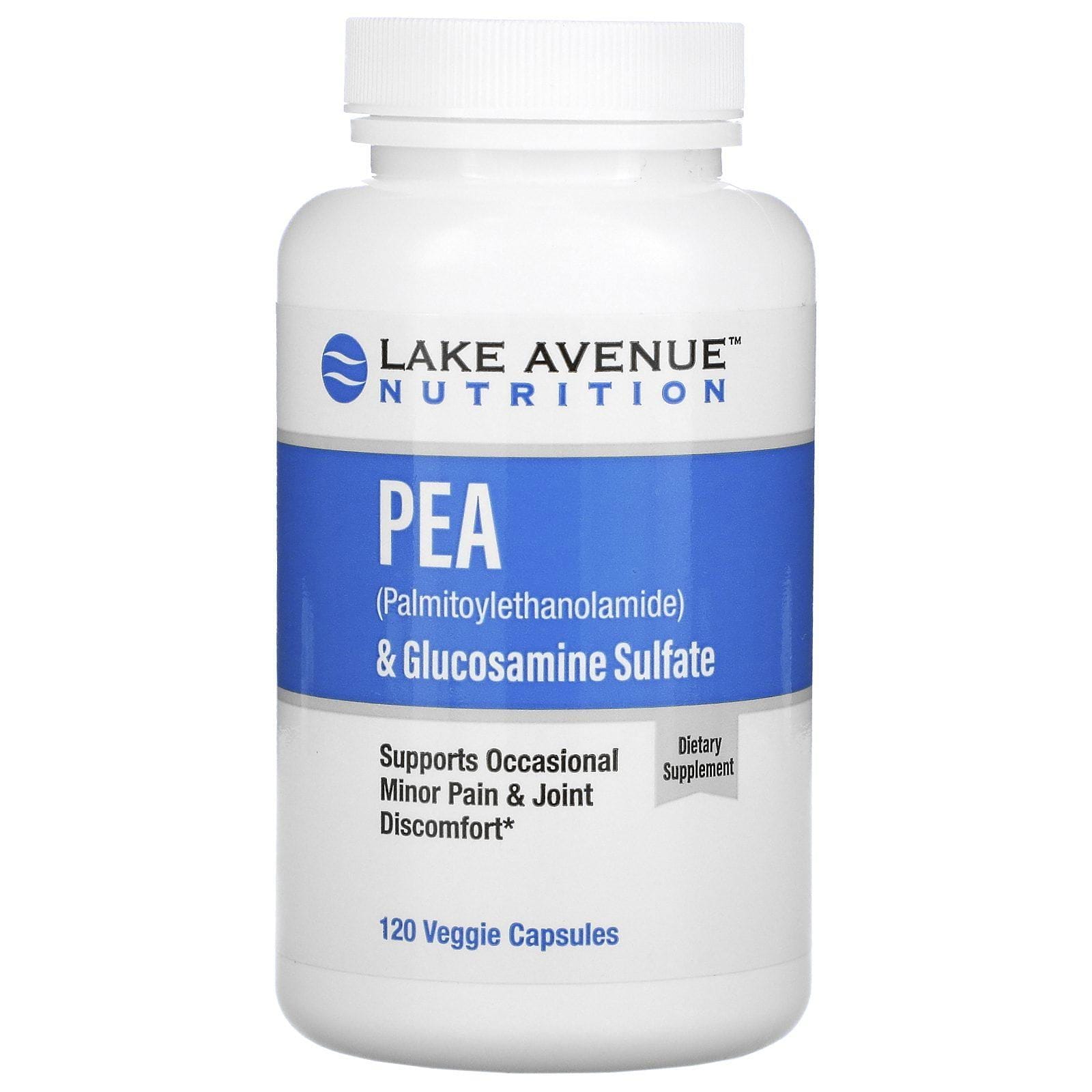 Lake Avenue Nutrition, PEA (palmitoiletanolamida) y sulfato de glucosamina, 120 cápsulas vegetales