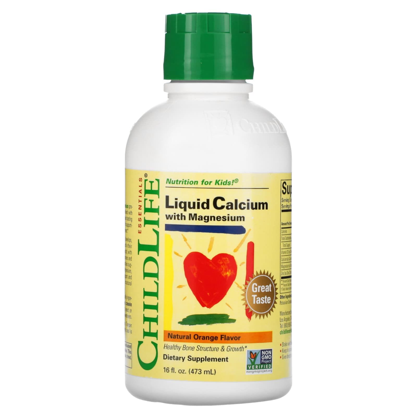 ChildLife Essentials, Calcio líquido con magnesio, Sabor a naranja natural, 474 ml (16 oz. líq.)