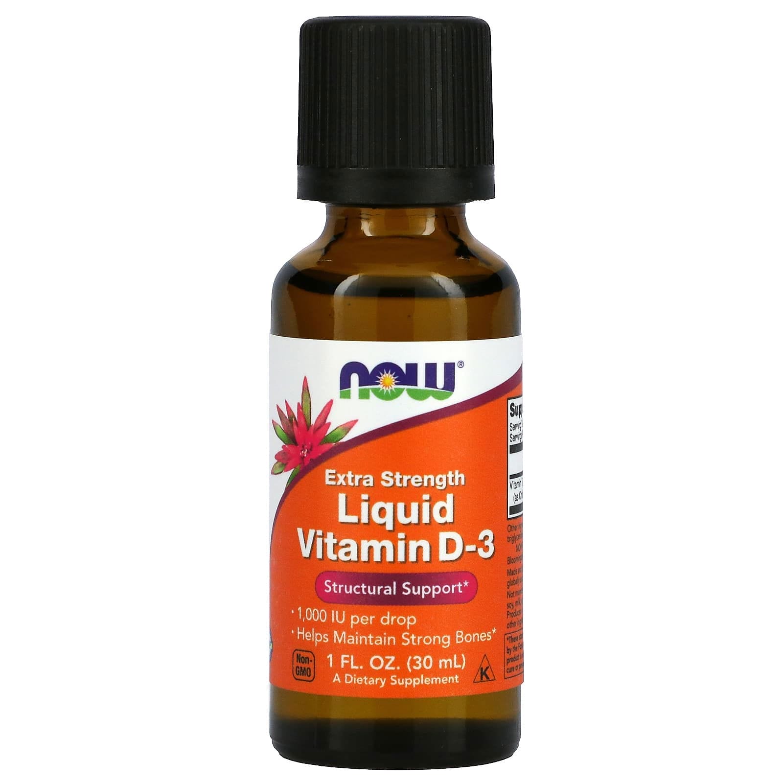 NOW Foods, Vitamina D3 líquida, Concentración extra, 1000 UI, 30 ml (1 oz. líq.)