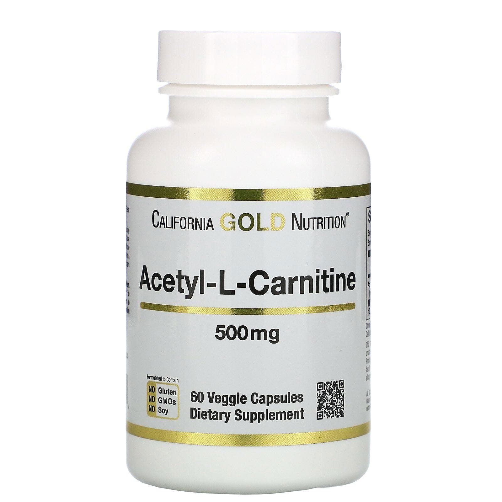 California Gold Nutrition, Acetil-L-carnitina, 500 mg, 60 cápsulas vegetales