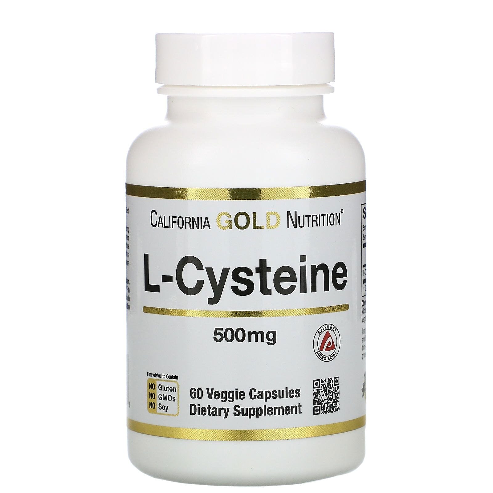 California Gold Nutrition, L-cisteína, AjiPure, 500 mg, 60 cápsulas vegetales