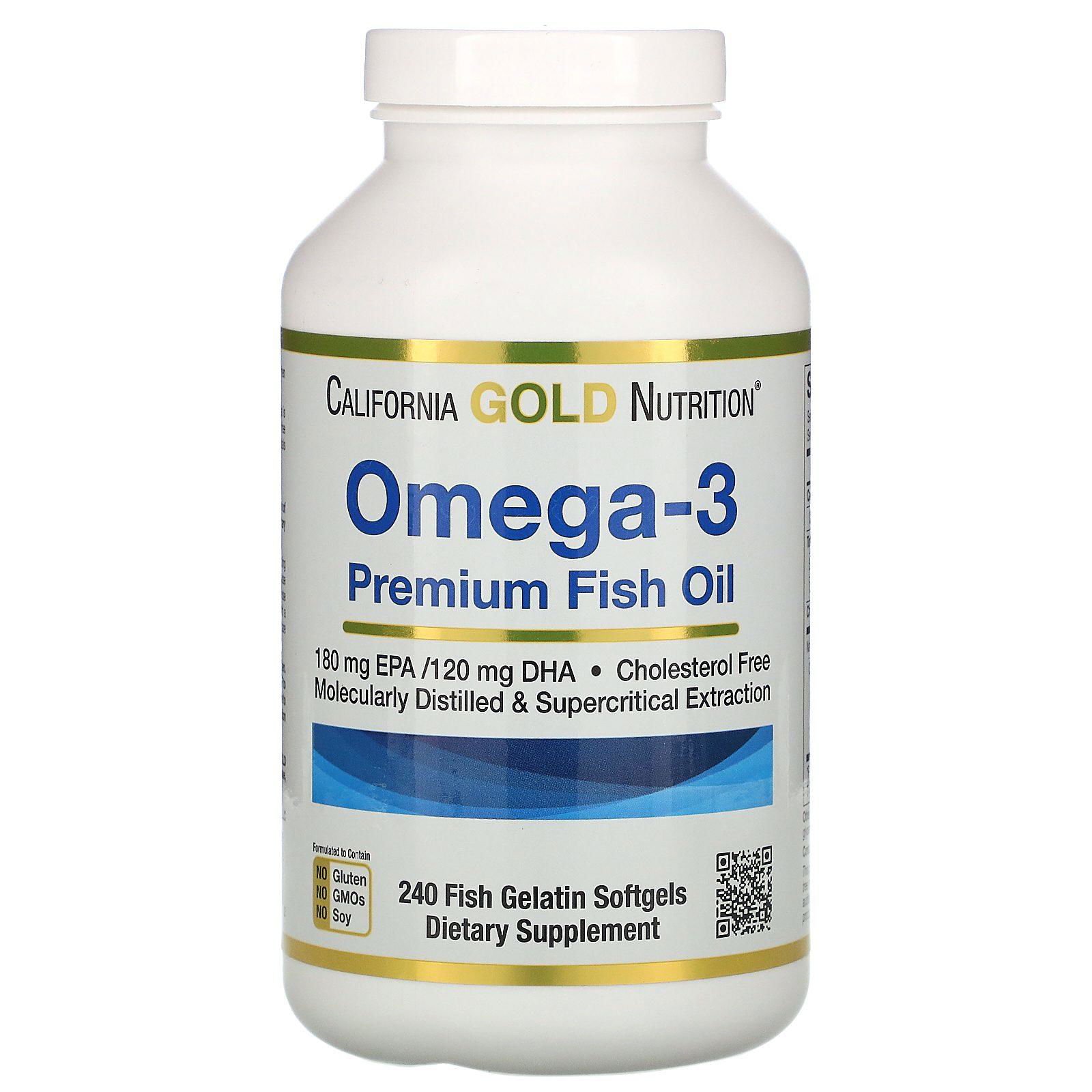 California Gold Nutrition, Omega-3, Aceite de pescado prémium, 240 cápsulas blandas de gelatina de pescado