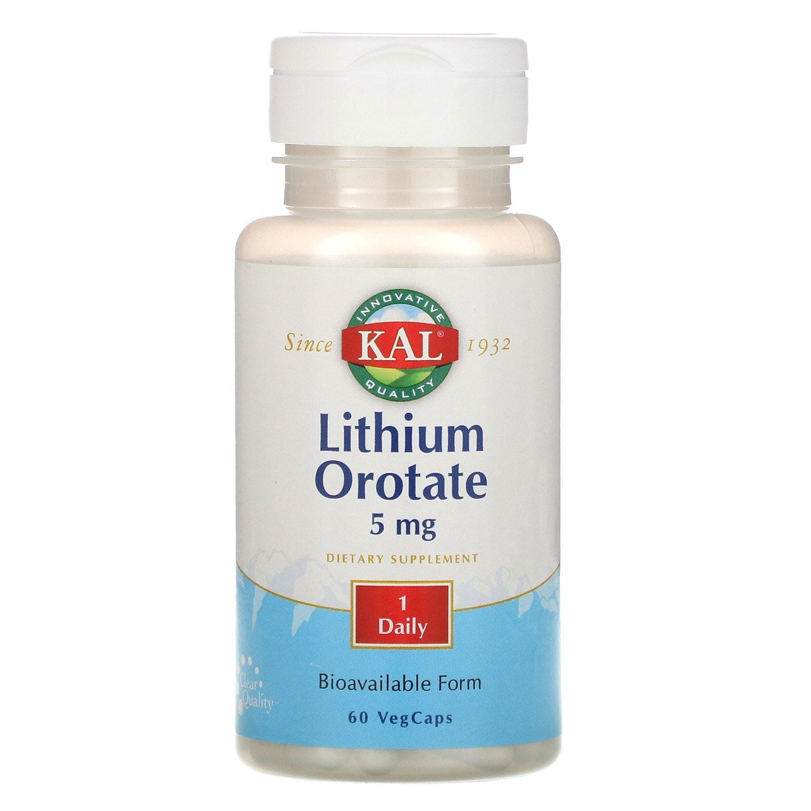 KAL, Orotato de litio, 5 mg, 60 cápsulas vegetarianas