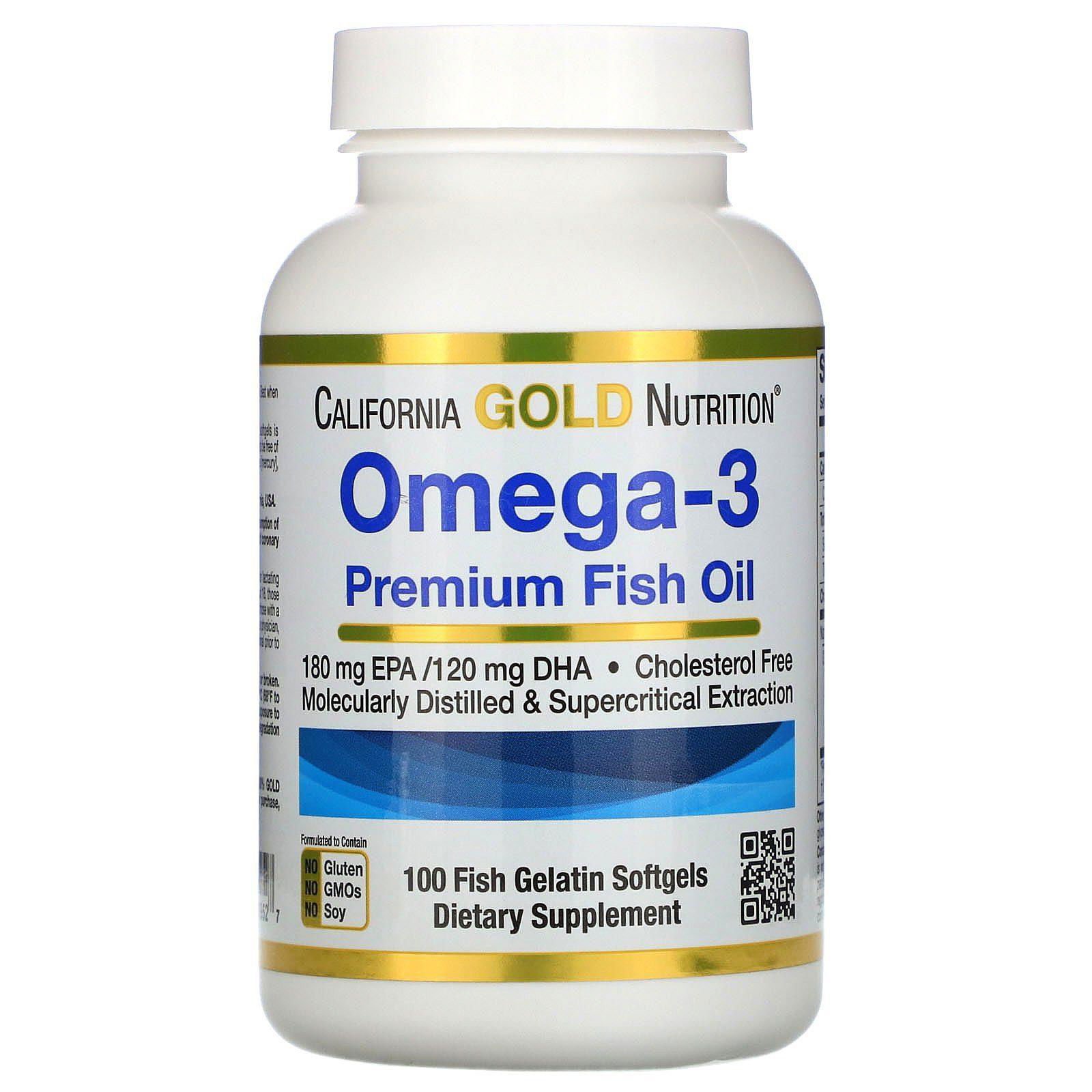 California Gold Nutrition, Aceite de pescado prémium con omega-3, 100 cápsulas blandas de gelatina de pescado
