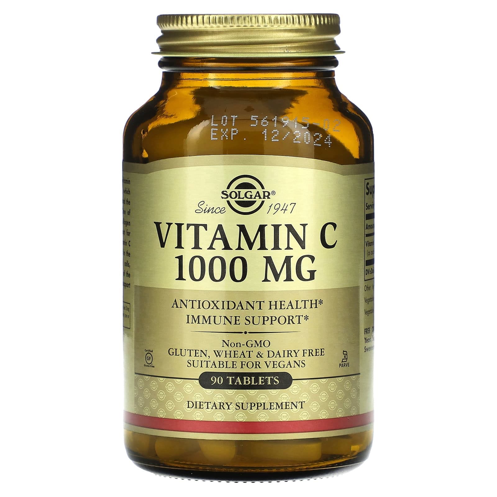 Solgar, Vitamina C, 1000 mg, 90 comprimidos