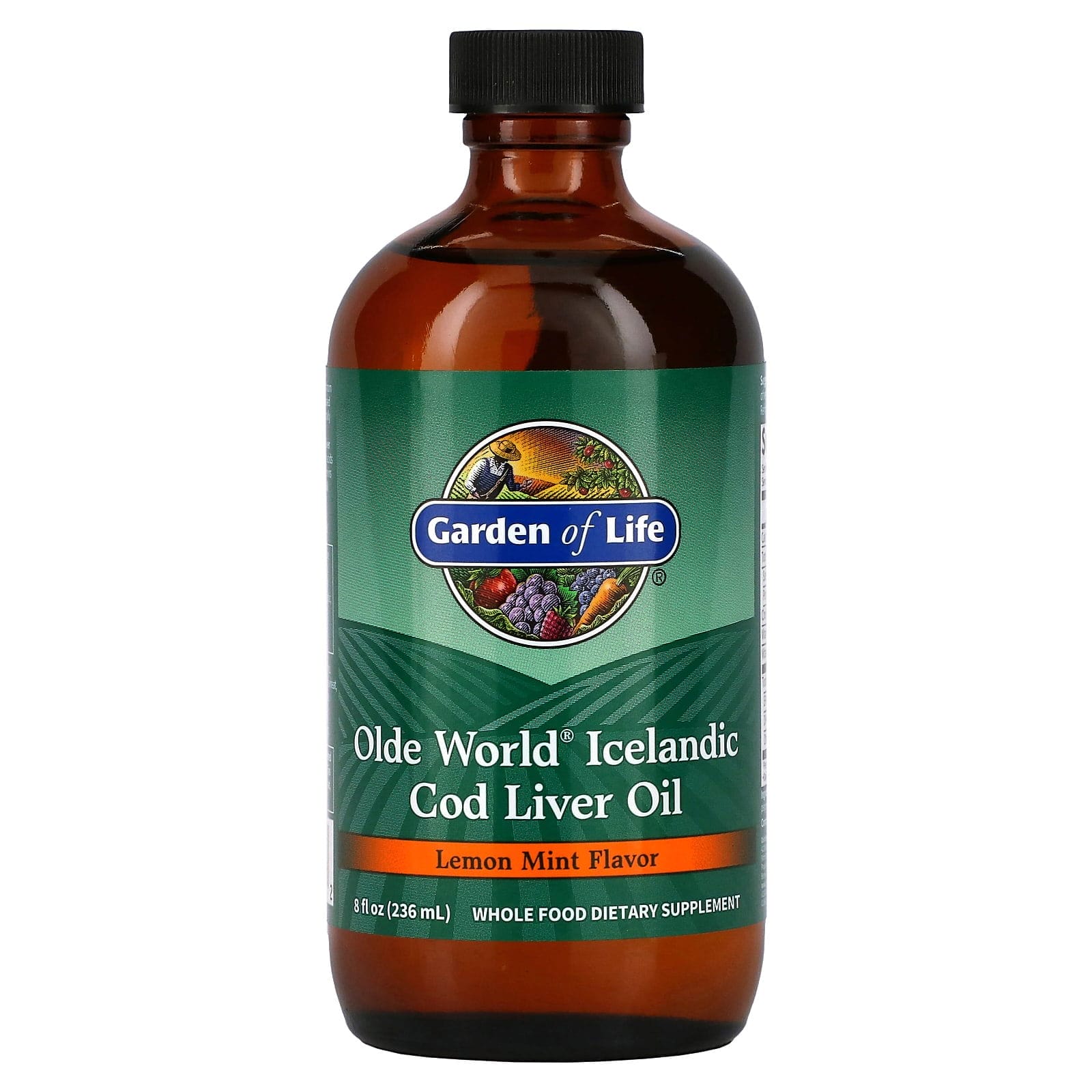 Garden of Life, Aceite de hígado de bacalao islandés Olde World, Limón y menta, 236 ml (8 oz. líq.)
