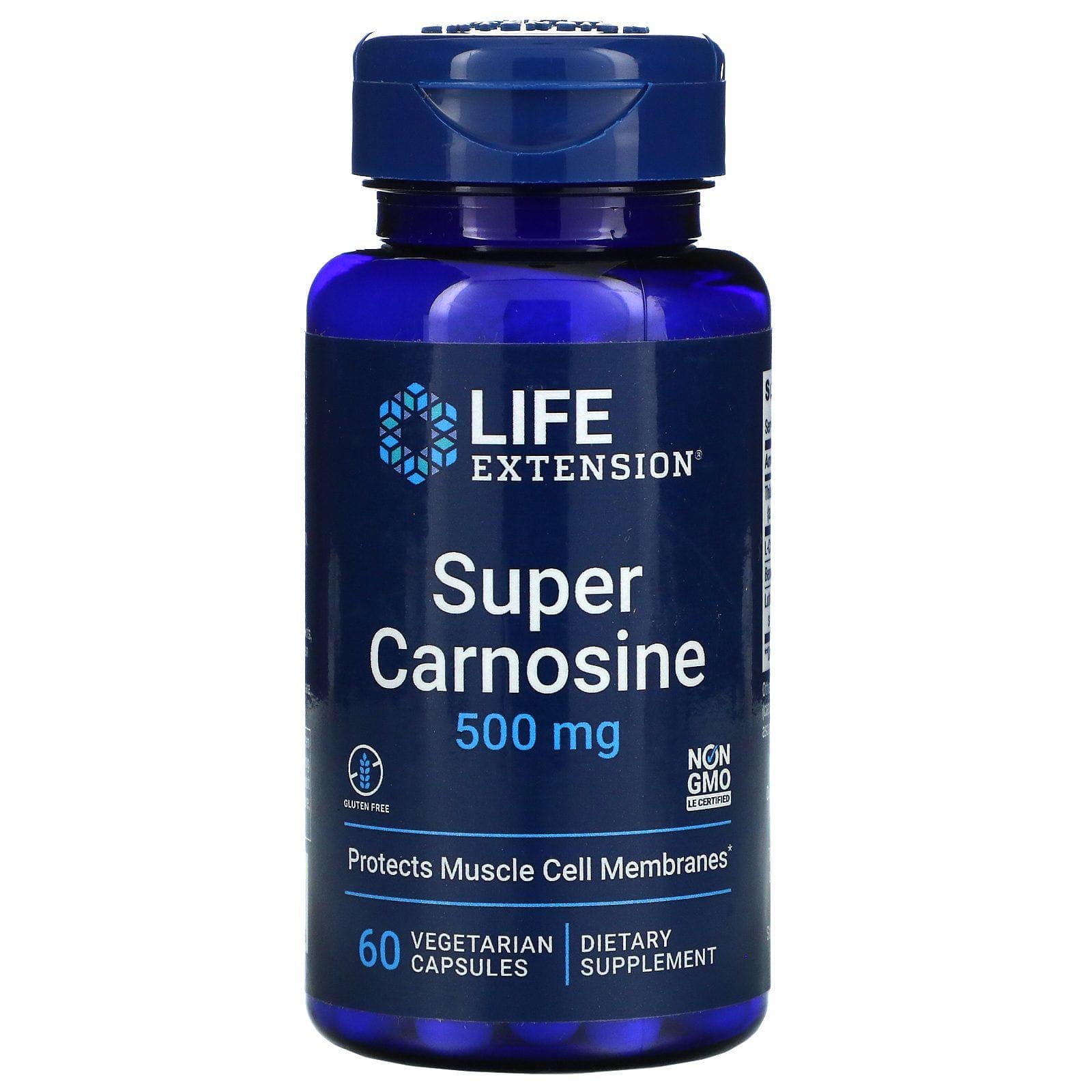 Life Extension, Súper Carnosina, 500 mg, 60 cápsulas vegetales