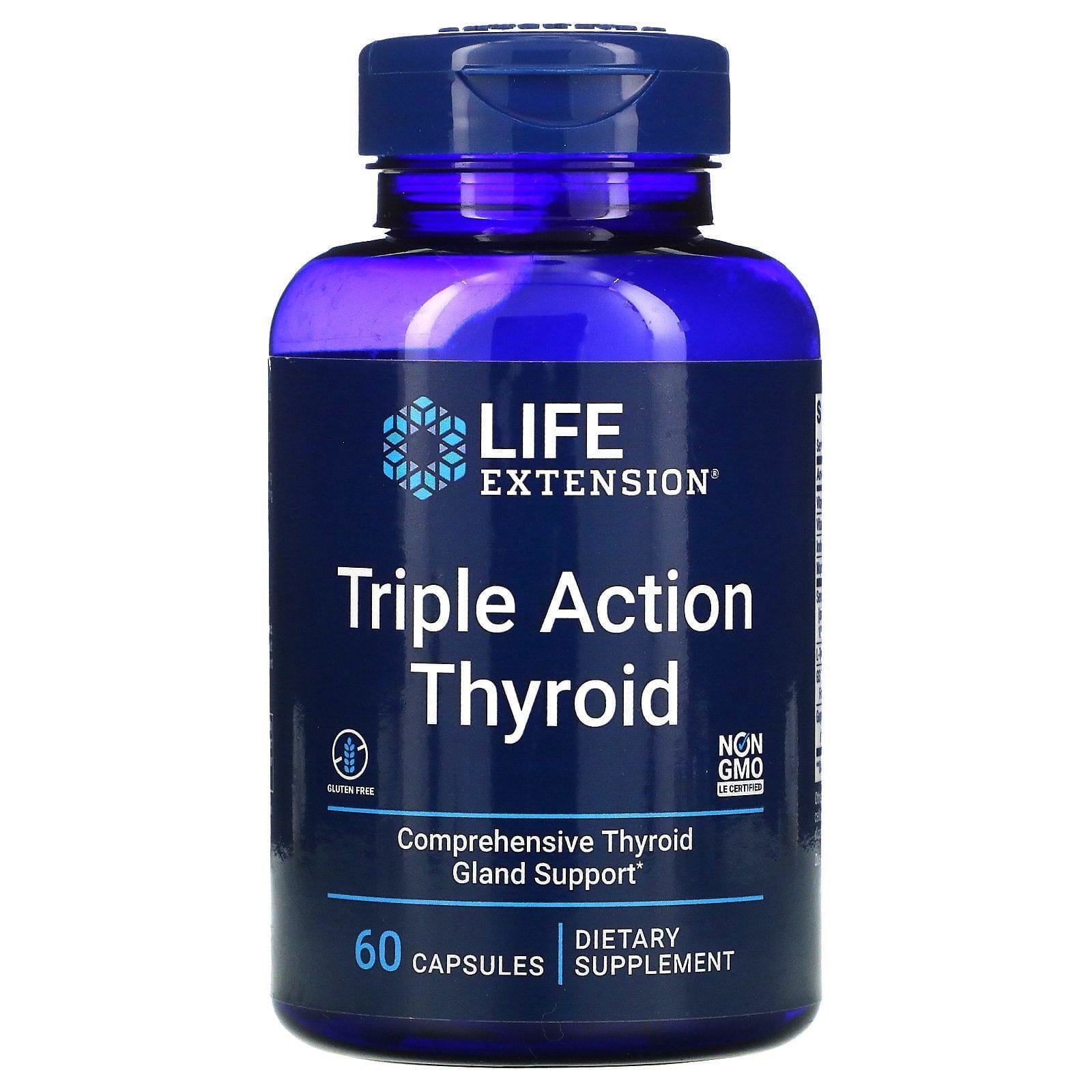 Life Extension, Suplemento de triple acción para la función tiroidea, 60 cápsulas