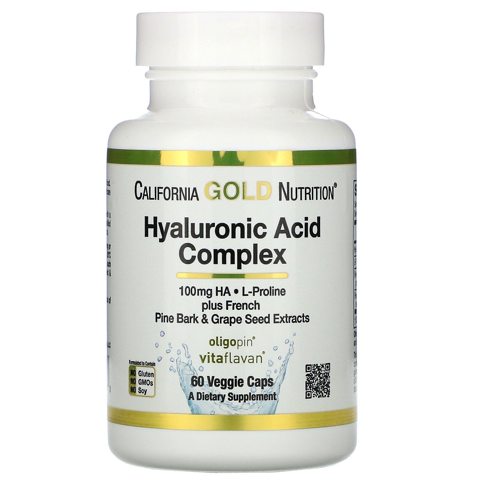 California Gold Nutrition, Complejo de ácido hialurónico, 60 cápsulas vegetales