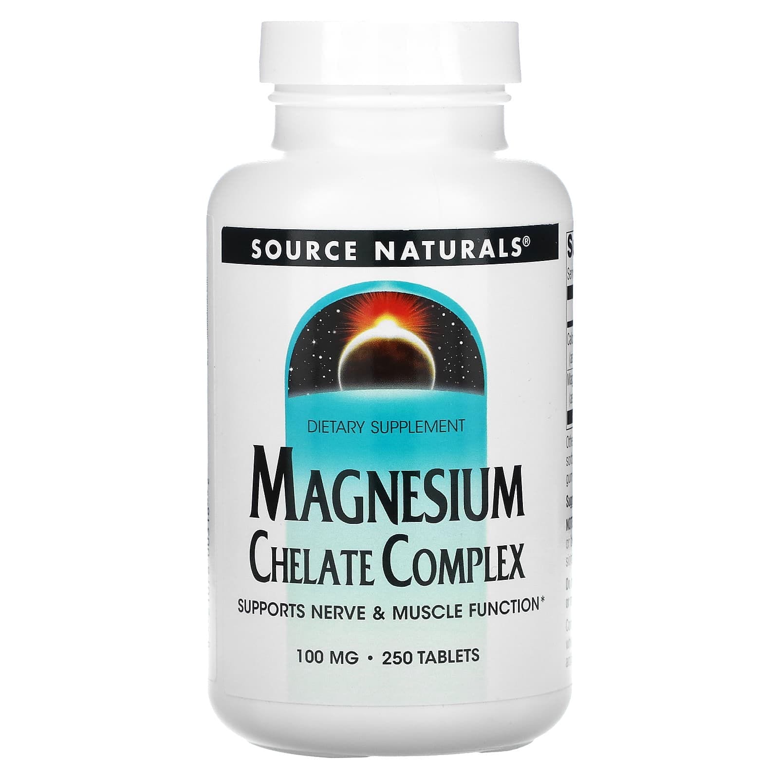 Source Naturals, Magnesium Chelate (Quelato de Magnesio), 100 mg, 250 Pastillas