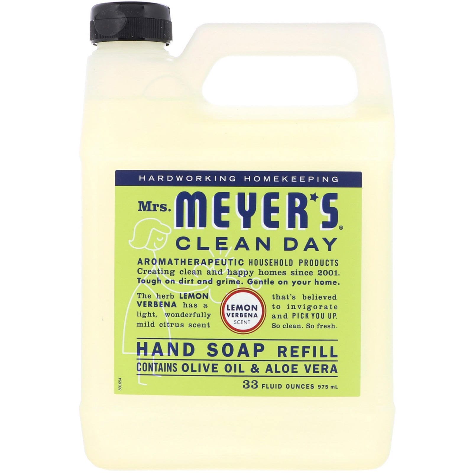 Mrs. Meyers Clean Day, Recarga de jabón líquido de manos, esencia de verbena de limón, 33 fl oz (975 ml)