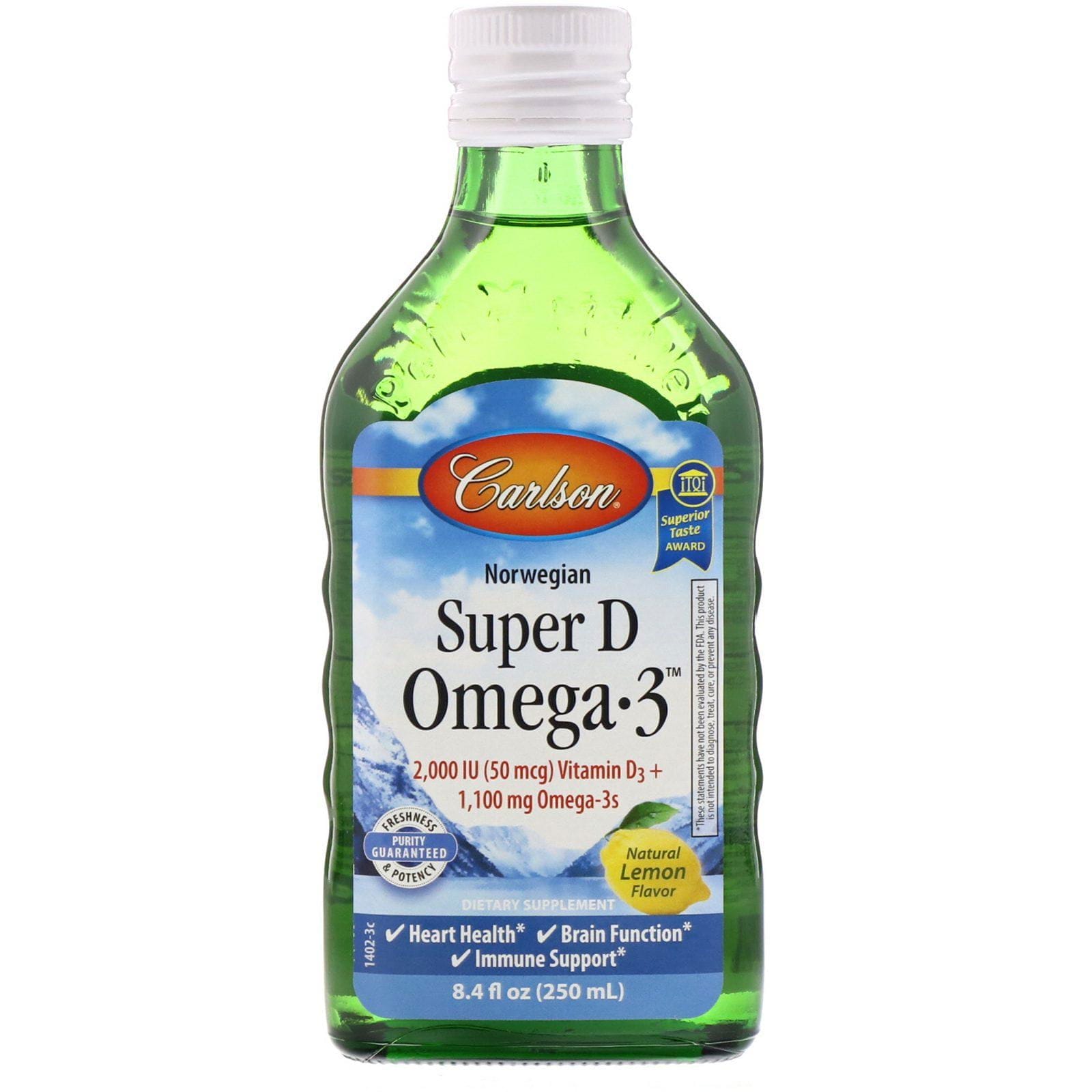 Carlson Labs, Norwegian, Super D Omega-3, Natural Lemon Flavor, 8.4 fl oz (250 ml)
