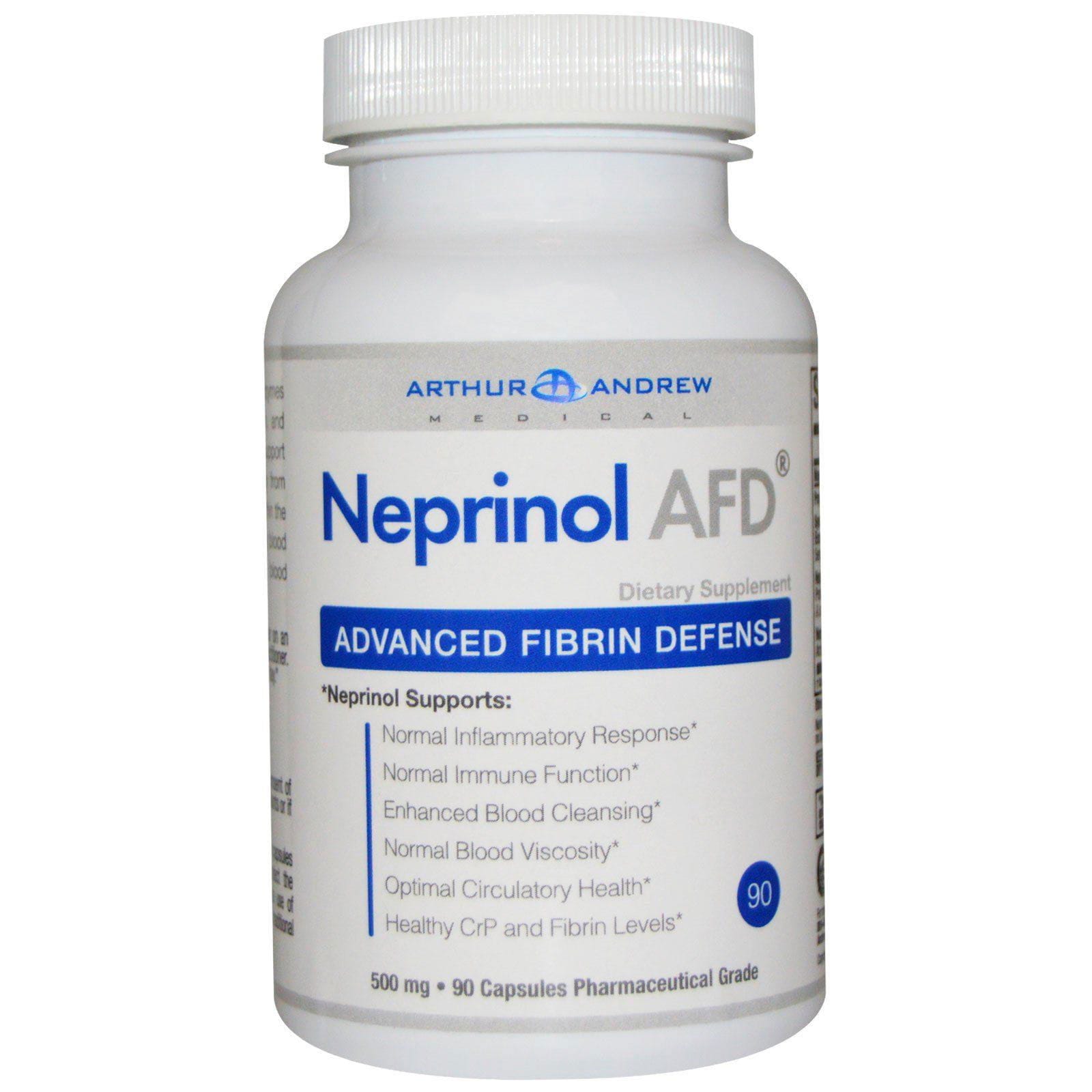 Arthur Andrew Medical, NEPRINOL®AFD, defensa fibrina avanzada, 500 mg, 90 cápsulas