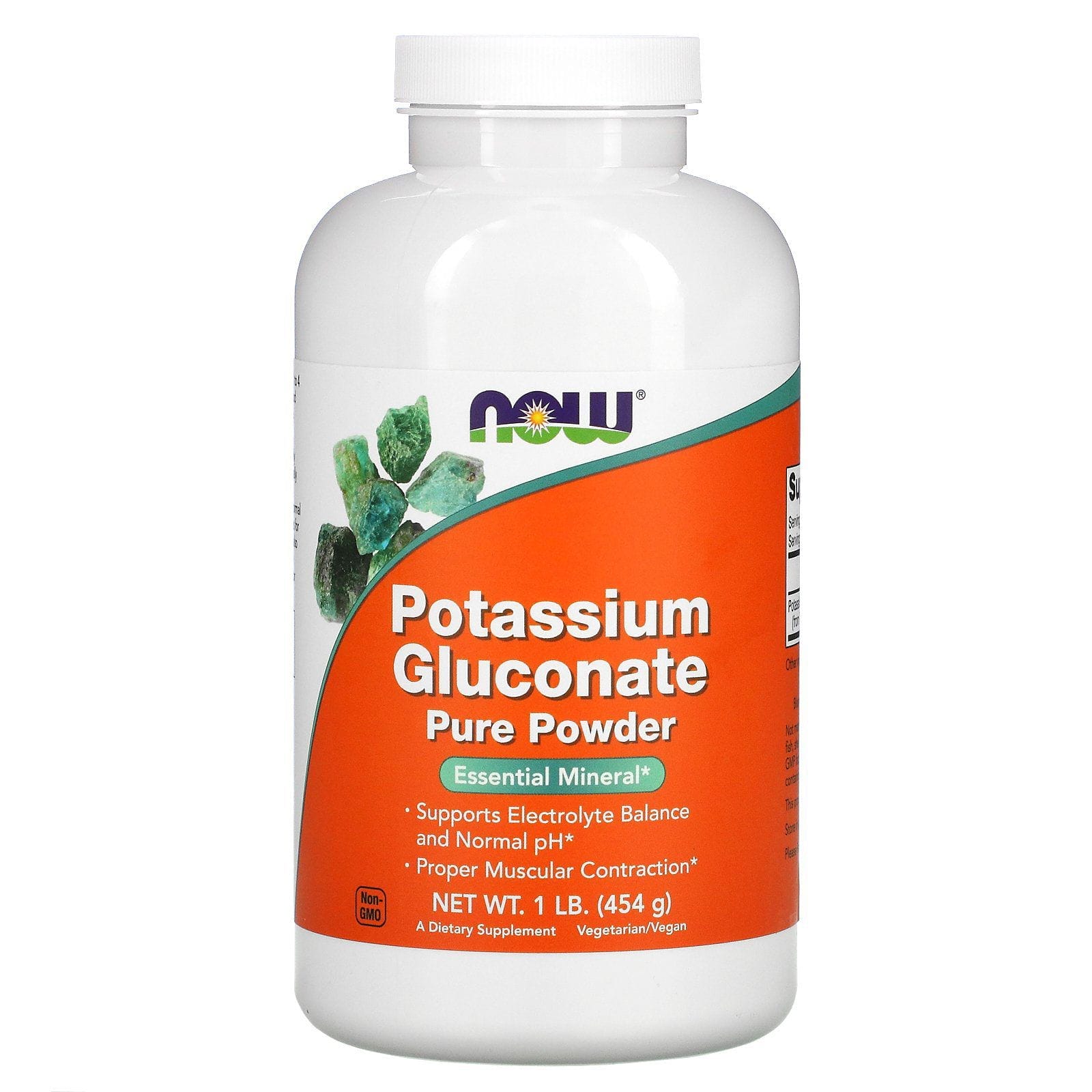 Now Foods, Polvo puro gluconado de potasio, 1 lb (454 g)