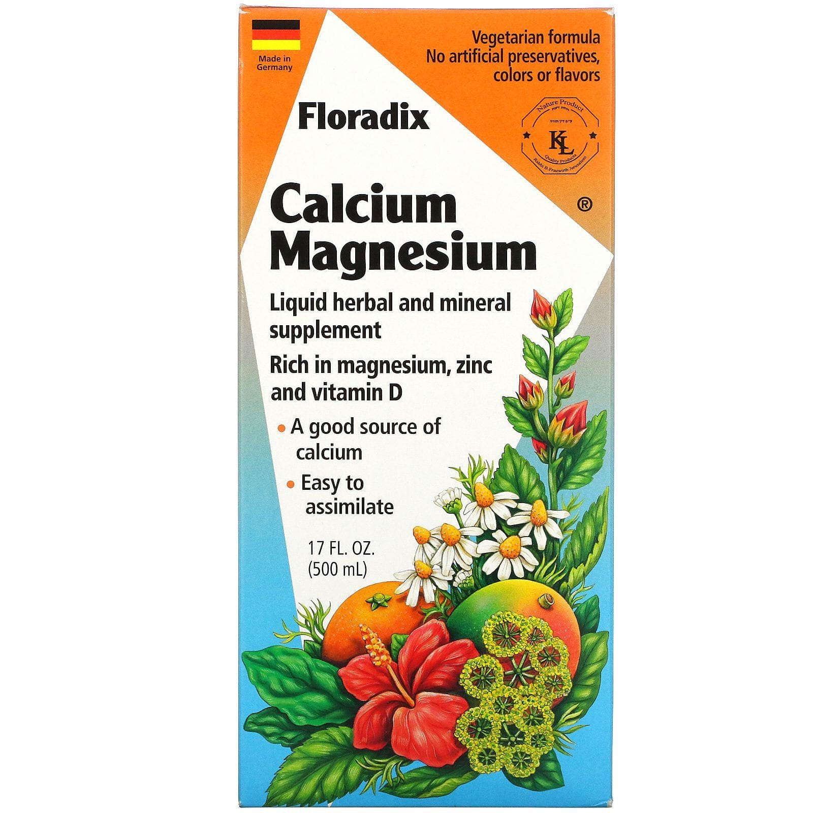 Flora, Floradix, Calcio-Magnesio, 17 fl oz (500 ml)