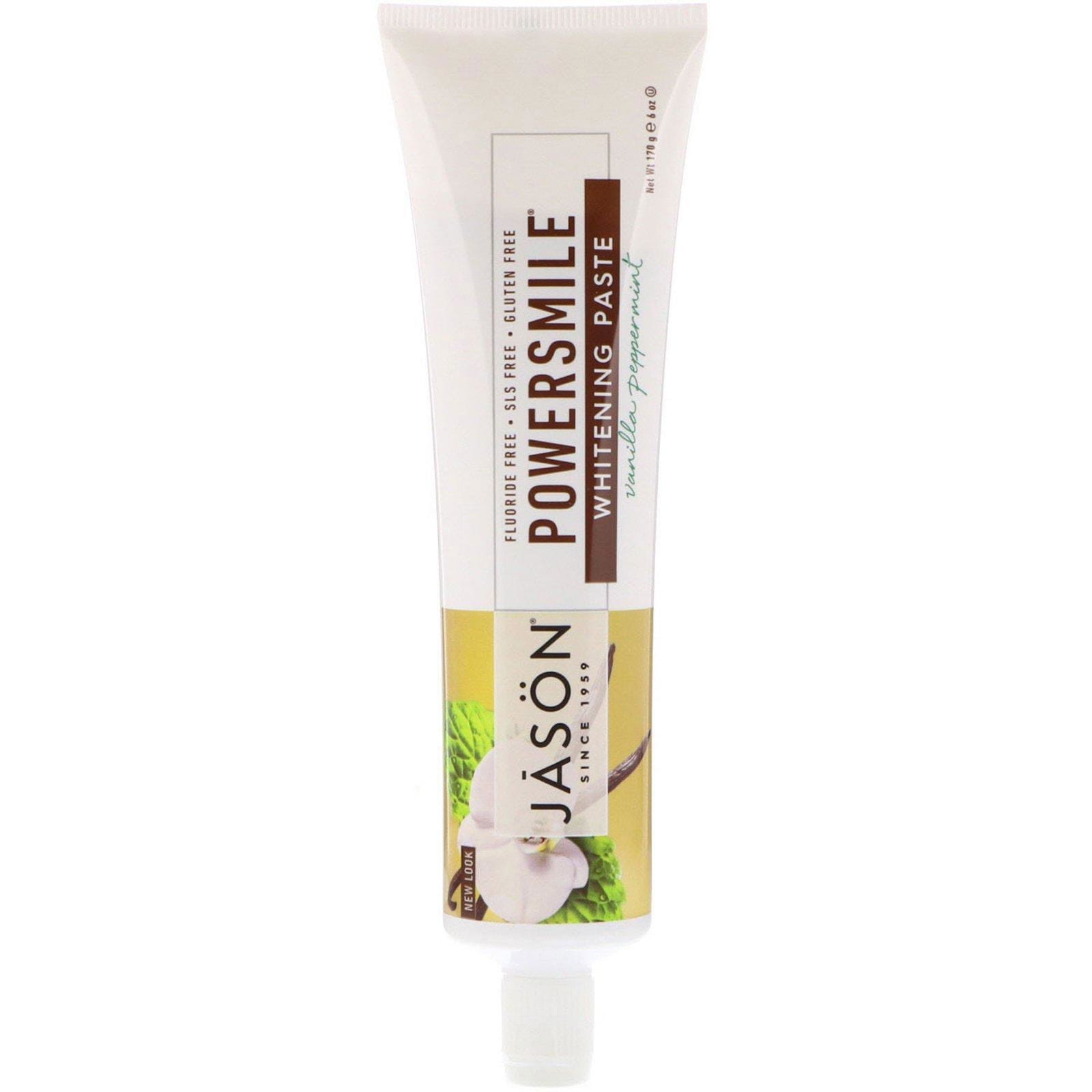 Jason Natural, Powersmile, Pasta dental blanqueadora y antiplacas, Vainilla y menta intensa, 170 g (6 oz)