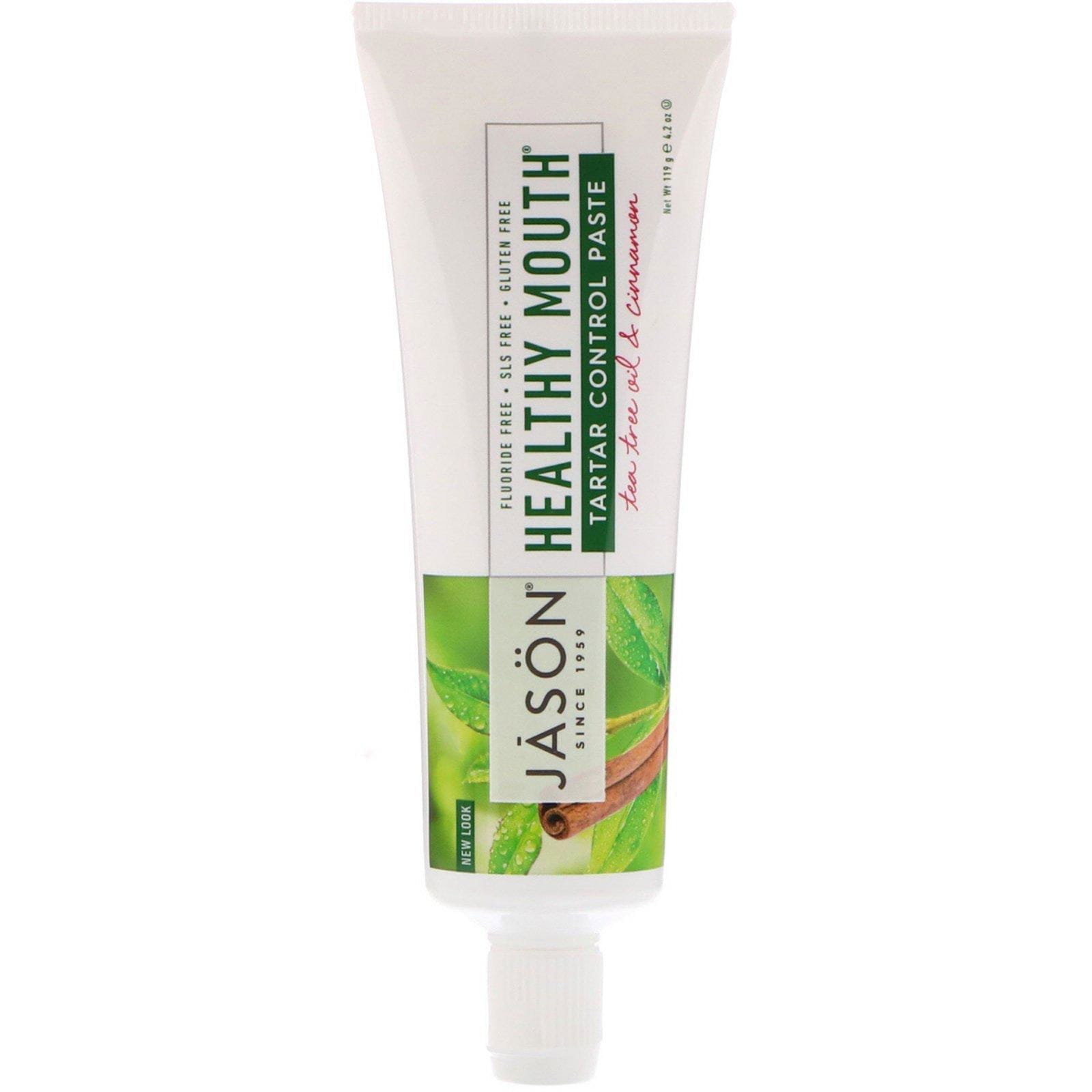 Jason Natural, Healthy Mouth, Pasta para el control del sarro, Aceite de árbol del té y canela, 119 g (4,2 oz)