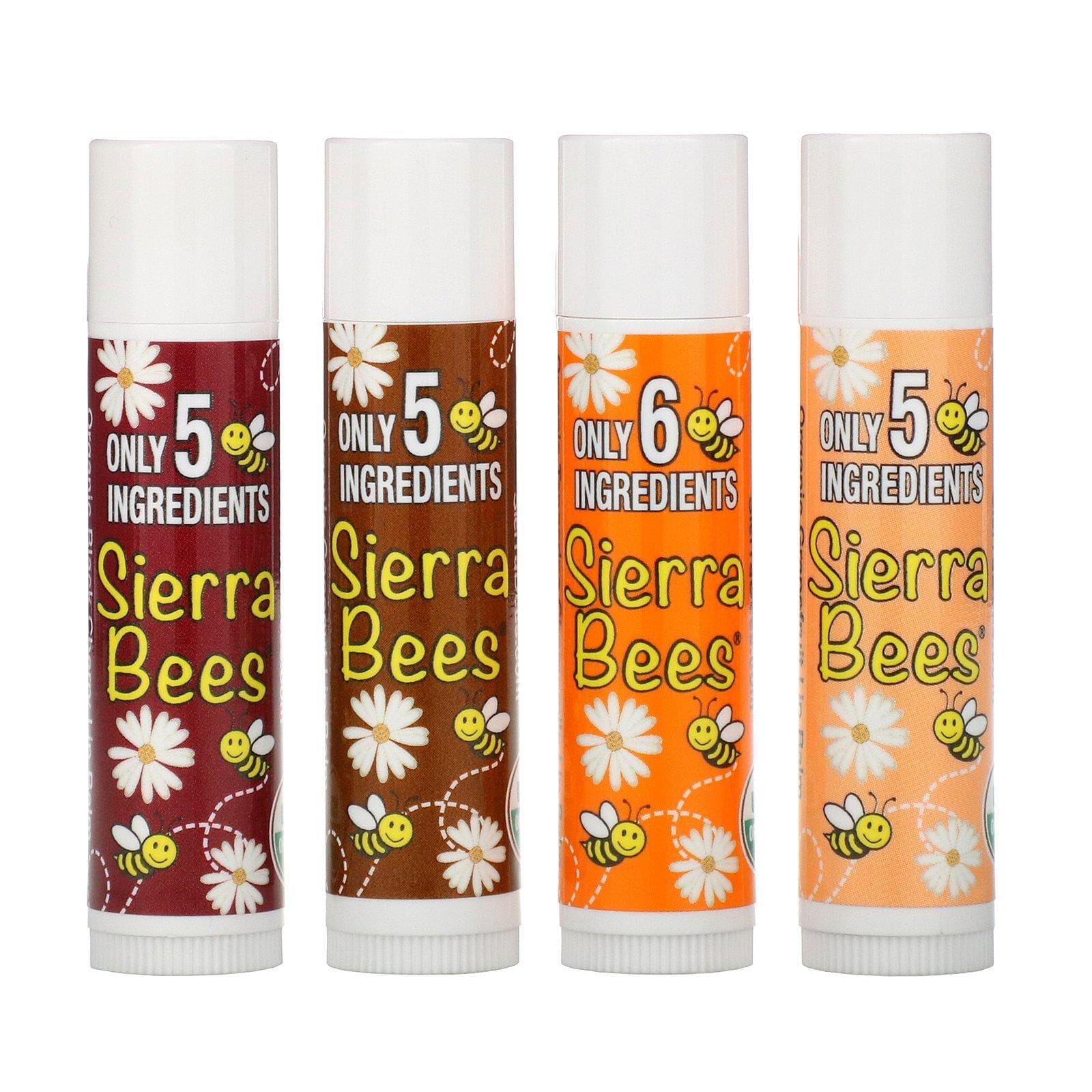 Sierra Bees, Pack surtido de bálsamos orgánicos para labios, 4 unidades, 4,25 g (0,15 oz) cada una