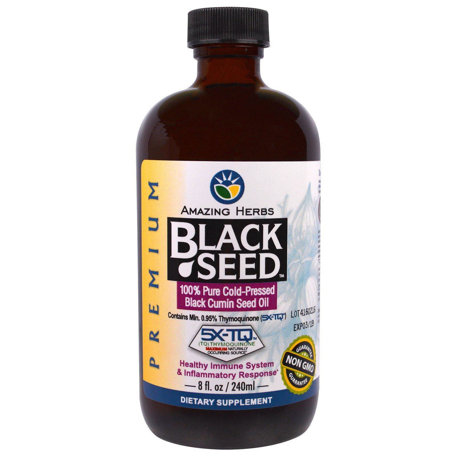 Amazing Herbs, Black Seed, Aceite de Semillas de Comino Negro Prensado en frío 100% Puro, 8 fl oz (240 ml)