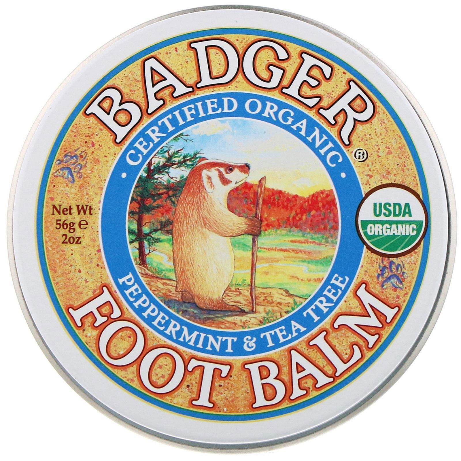 Badger Company, Bálsamo para Pies, Árbol de té & Menta, 2 onzas (56 g)