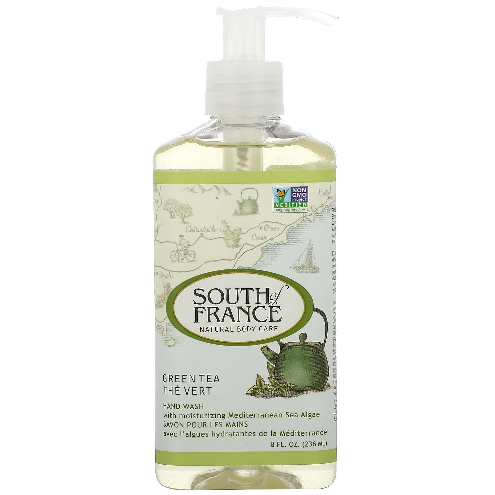 South of France, Té verde, jabón de manos con aloe vera relajante, 236 ml (8 oz)