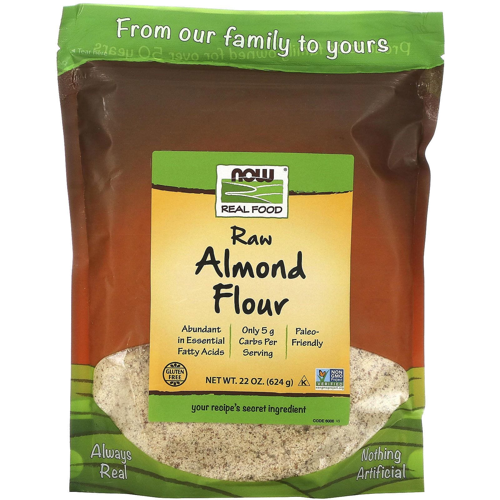 Now Foods, Real Food, Harina de Almendra Cruda, 22 oz (624 g)