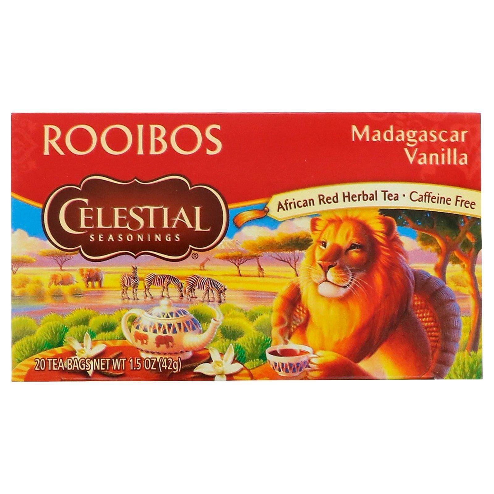 Celestial Seasonings, Té de Rooibos, vainilla de Madagascar, sin cafeína, 20 bolsitas de té, 1,5 oz (42 g)