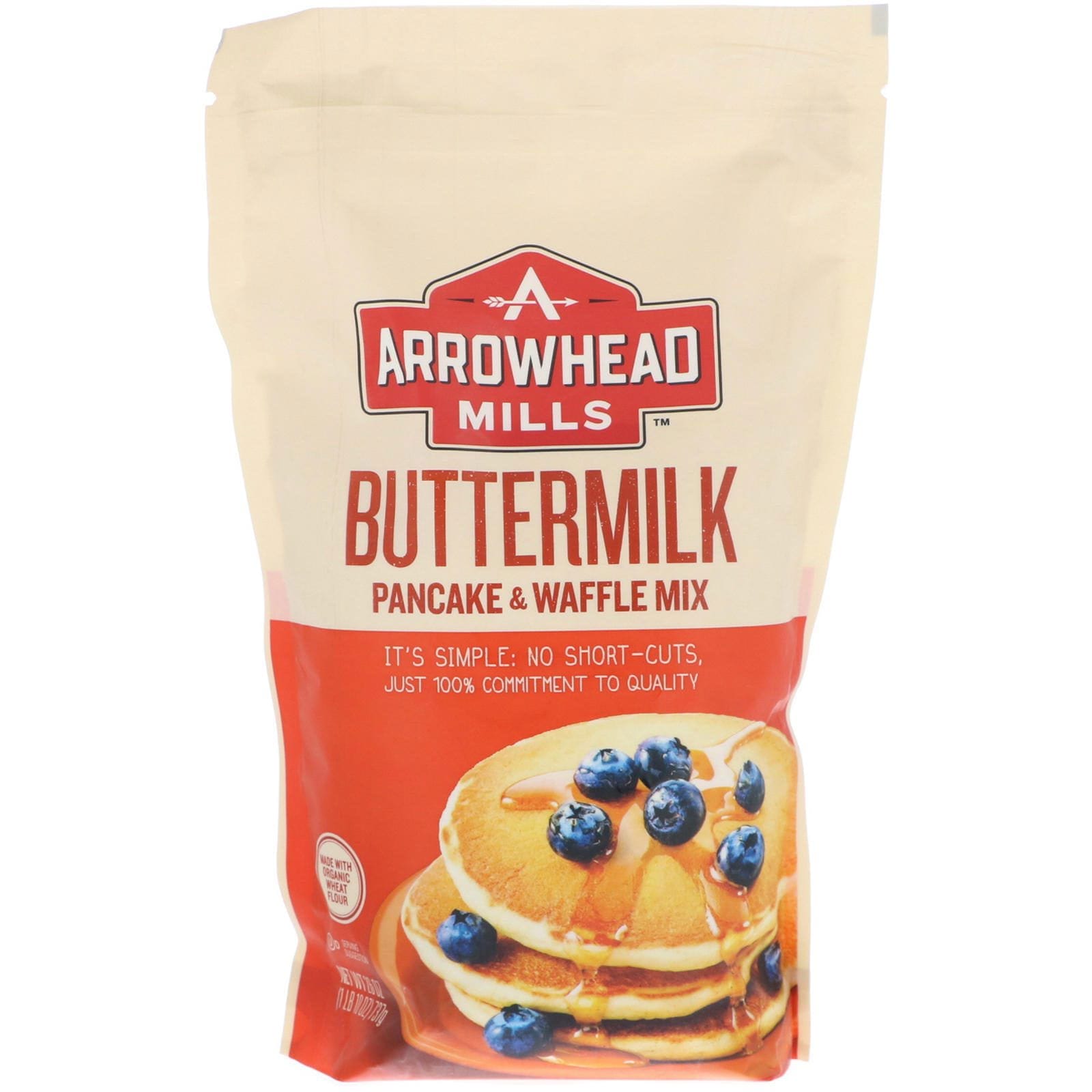 Arrowhead Mills, Mezcla natural para panqueques y waffles, suero de manteca, 26 oz (737 g)
