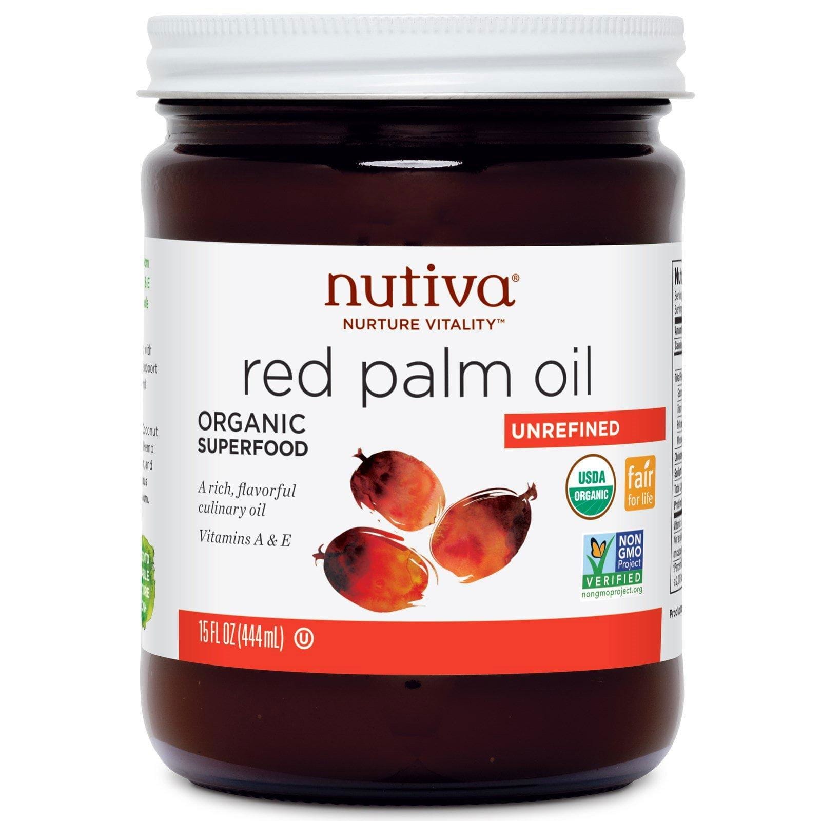 Nutiva, Aceite de Palma Roja Orgánico, Sin Refinar, 15 fl oz (444 ml)