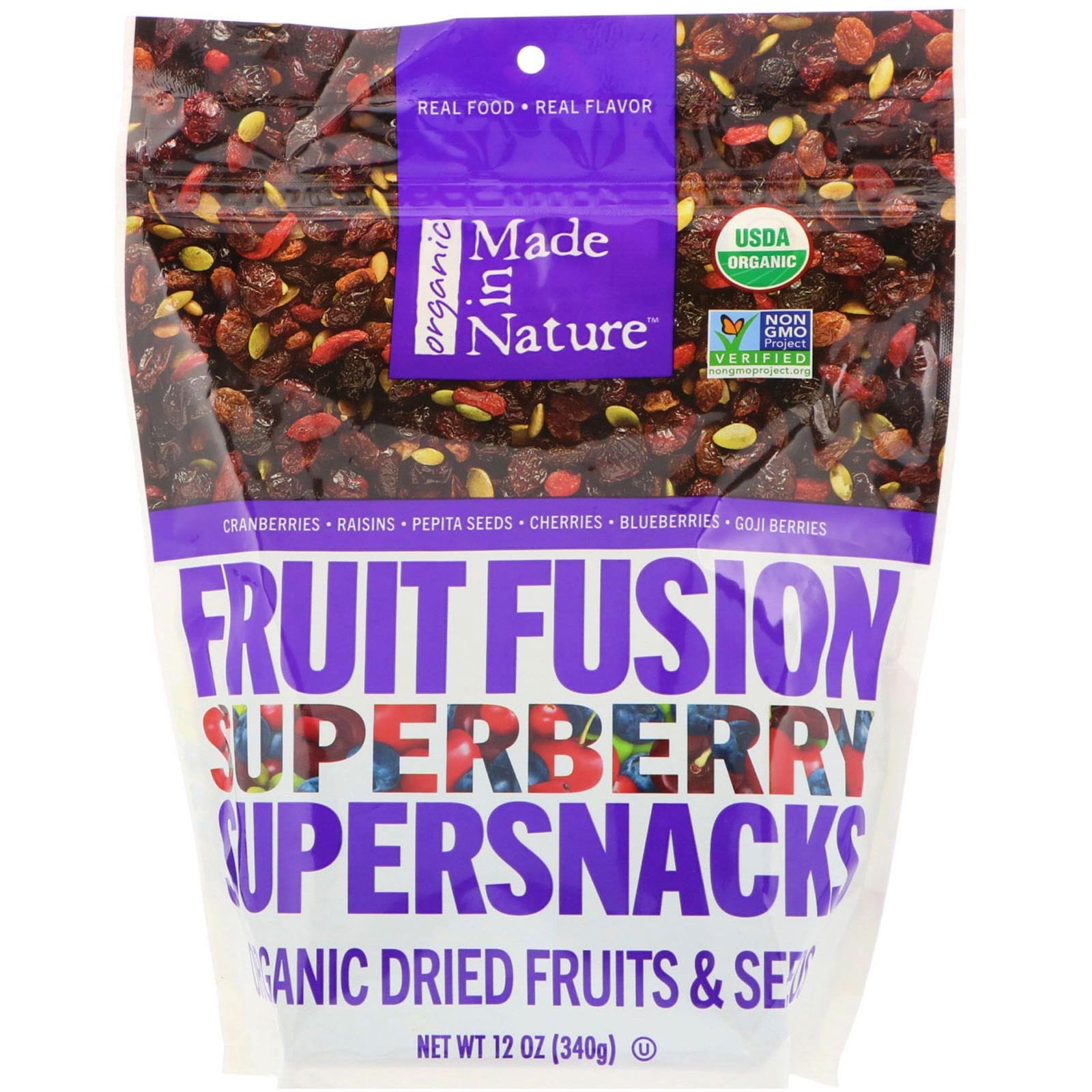Made in Nature, Orgánico, fruta de fusión, superbotanas de superbayas, 12 oz (340 g)