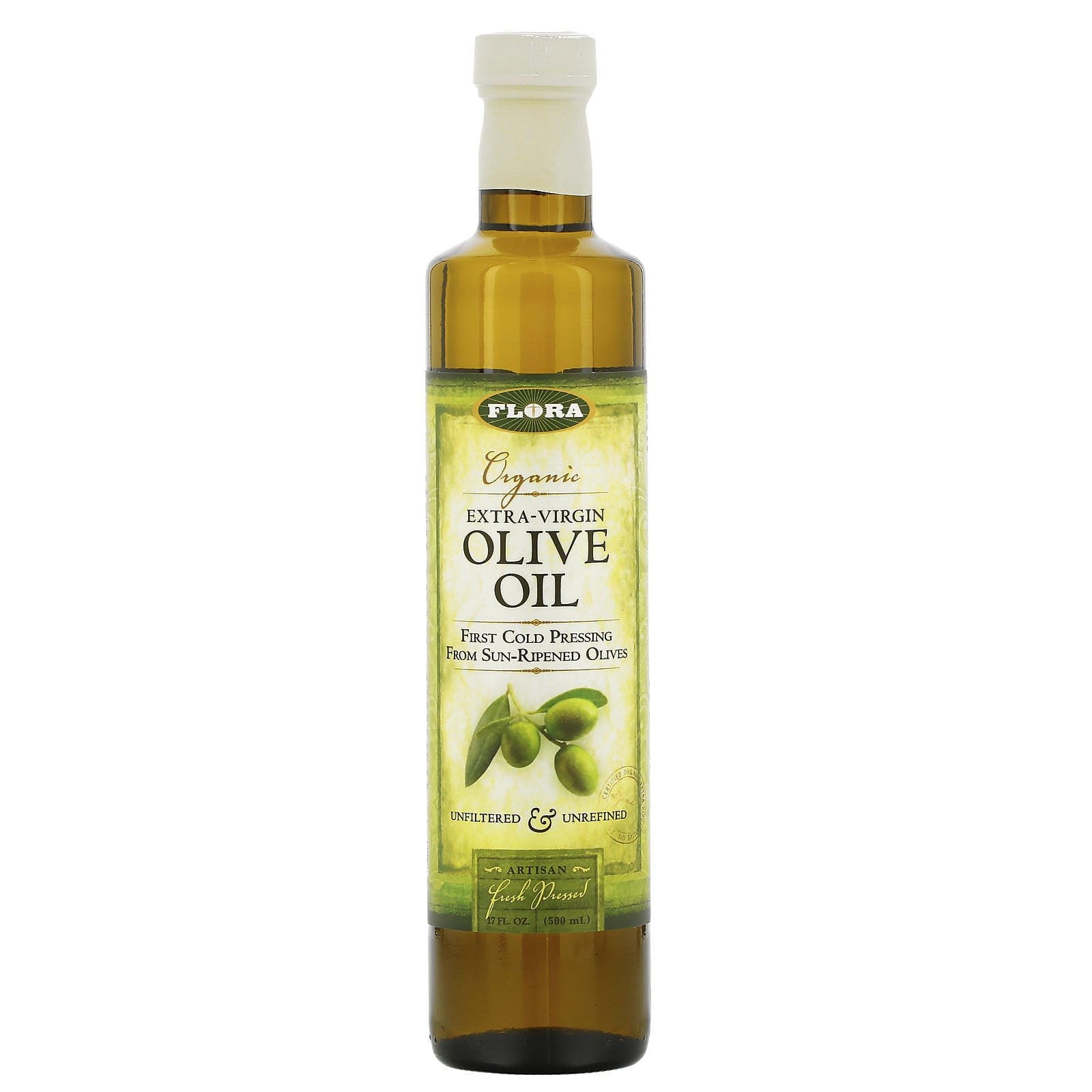 Flora, Aceite de Oliva Orgánico, Extra Virgen, 17 fl oz (500 ml)