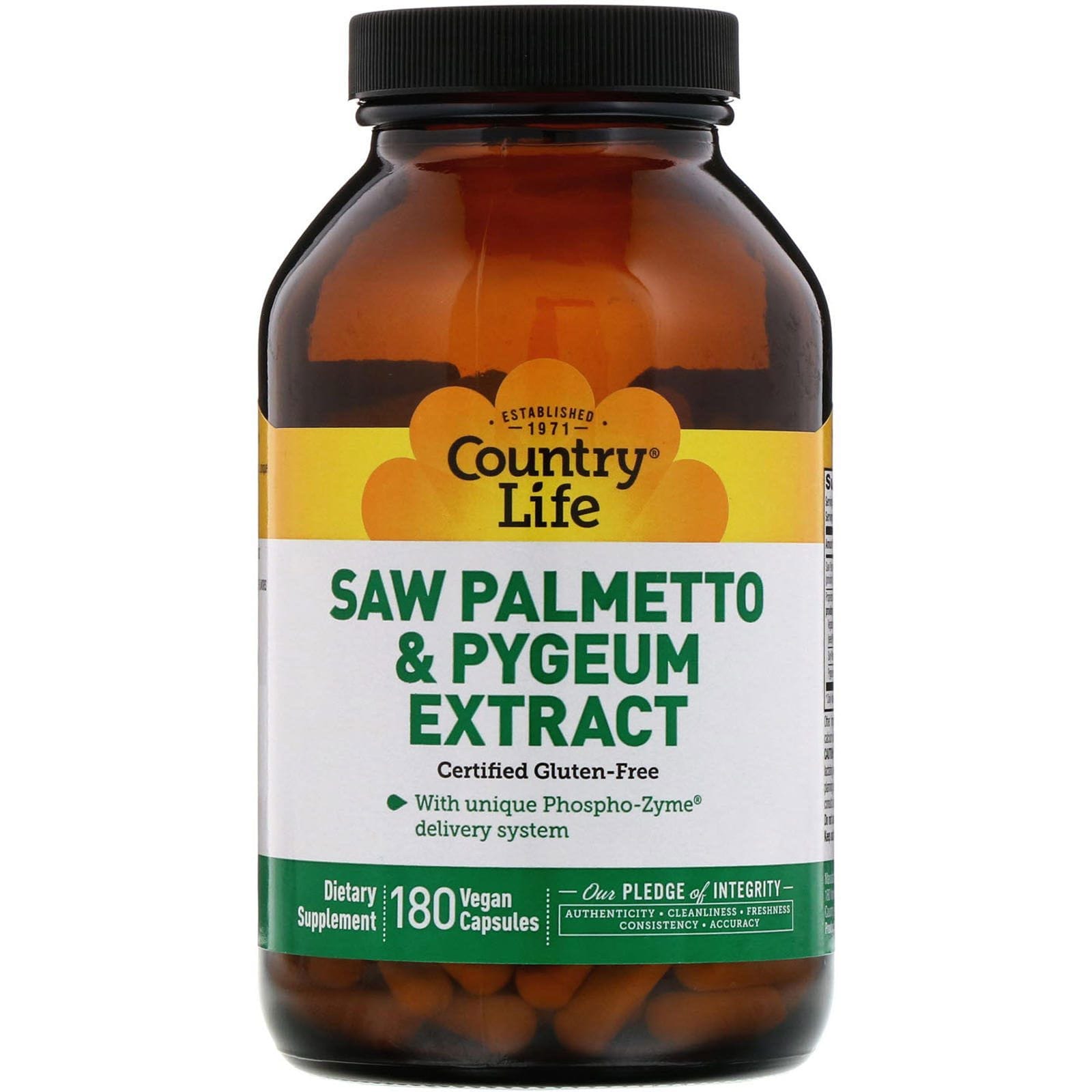 Country Life, Extracto de Hoja de Palmera y Pygeum, 180 Cápsulas Vegetarianas