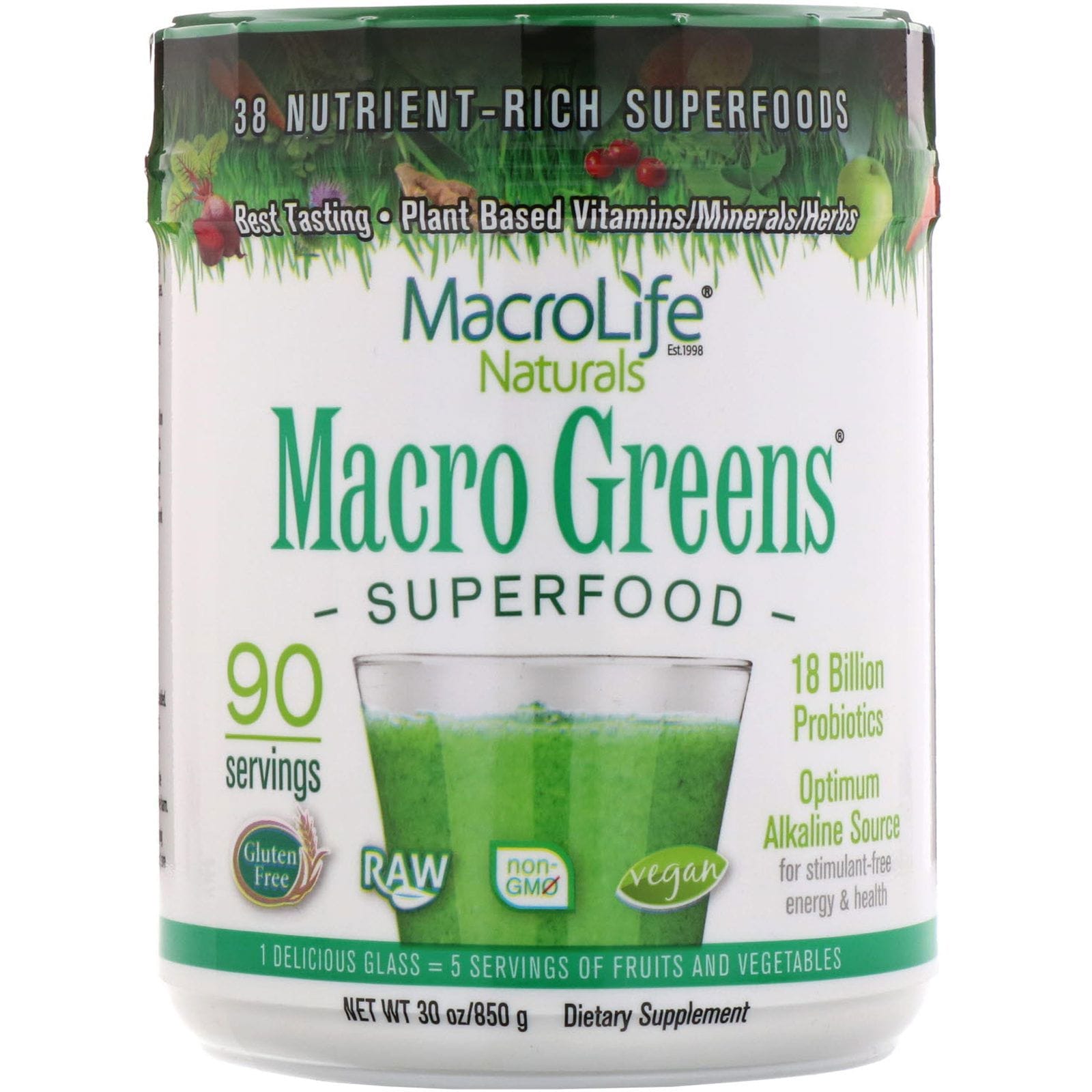 Macrolife Naturals, Macro Greens, Superfood (Super Alimento), 30 oz (850 g)