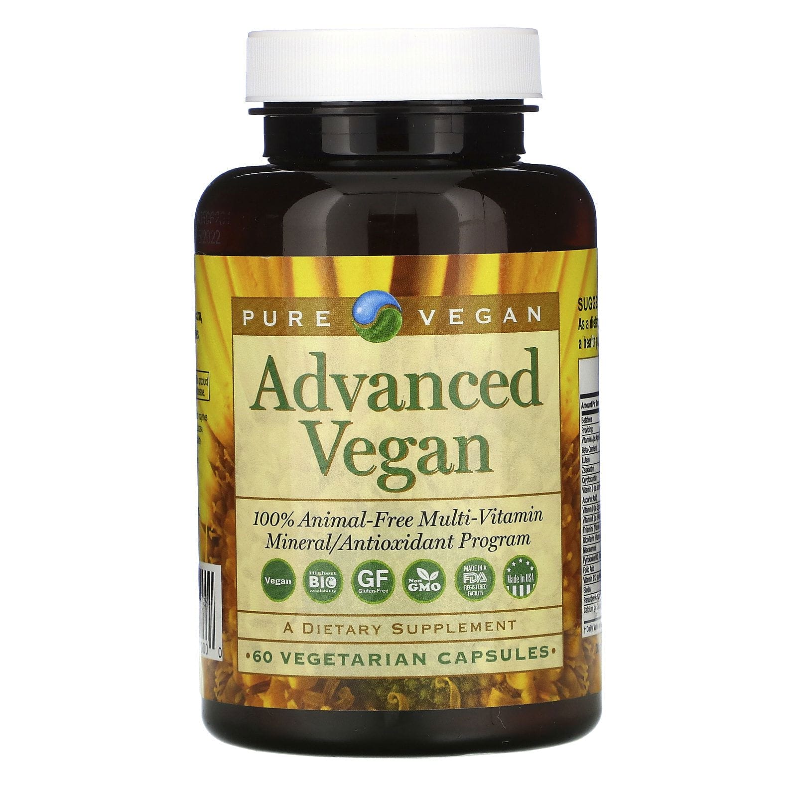 Pure Vegan, Advanced Vegan, 60 Vegetarian Capsules