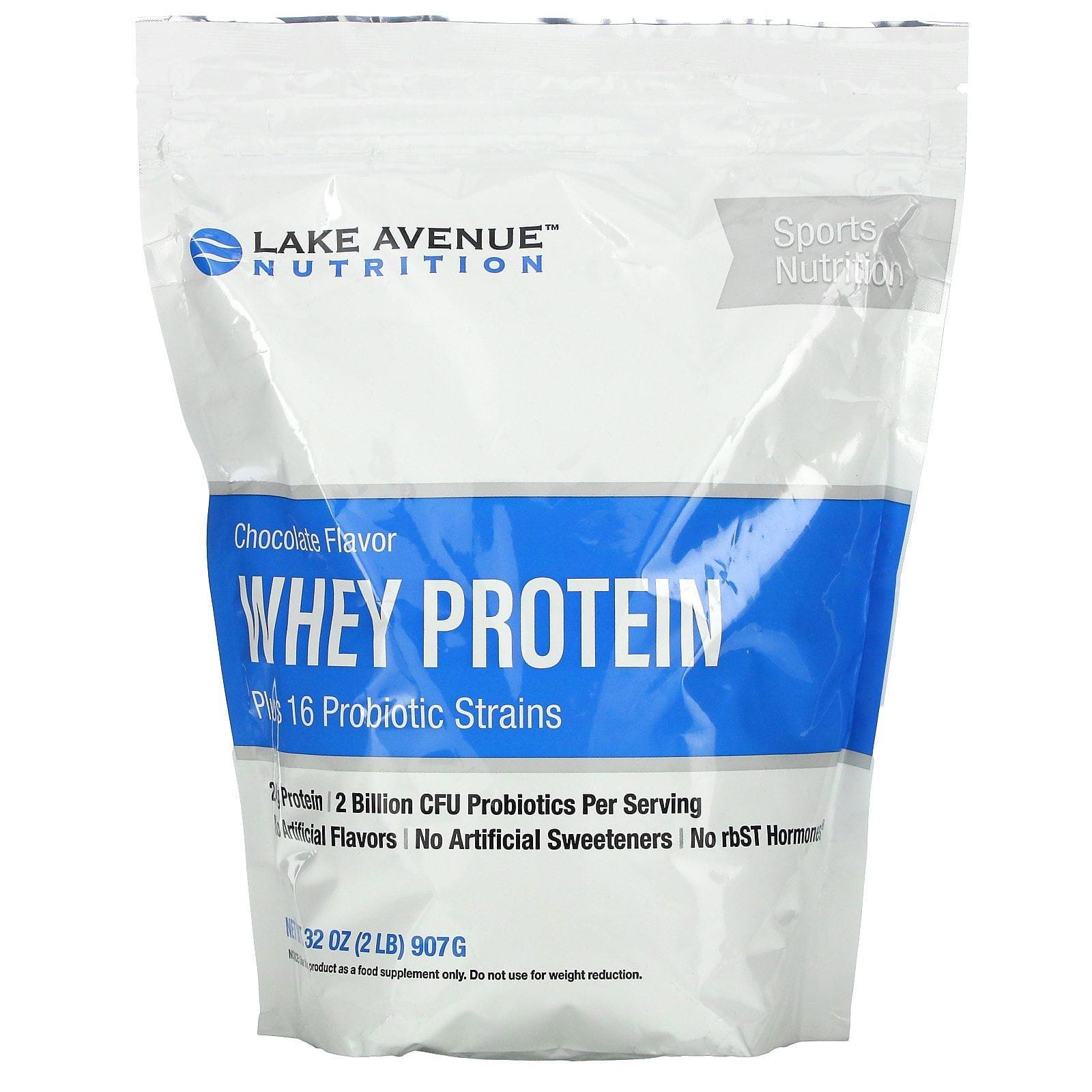 Lake Avenue Nutrition, Proteína de suero de leche con probióticos, Sabor a chocolate, 907 g (2 lb)