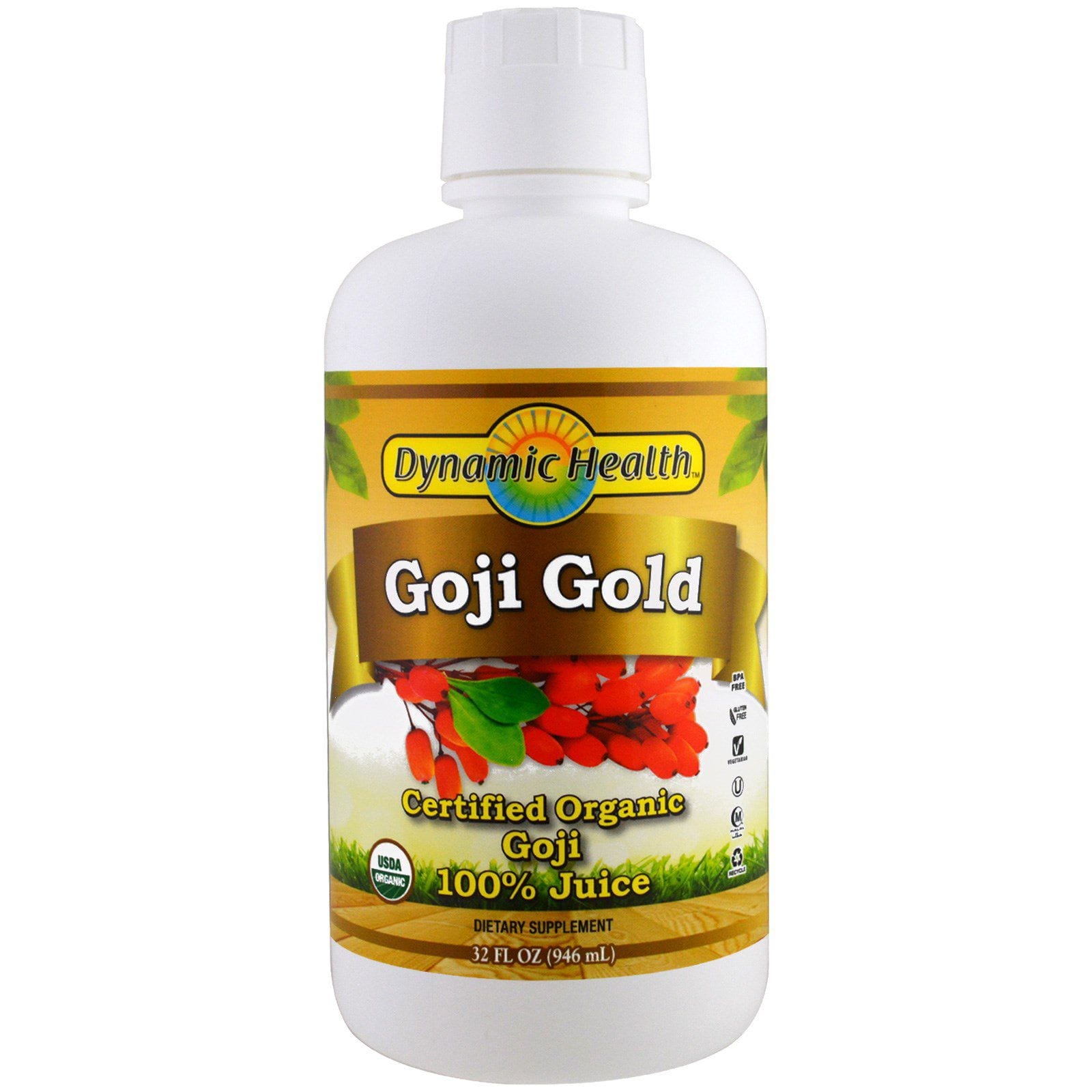 Dynamic Health Laboratories, Certified Organic Goji Gold, 100% Juice, 32 fl oz (946 ml)