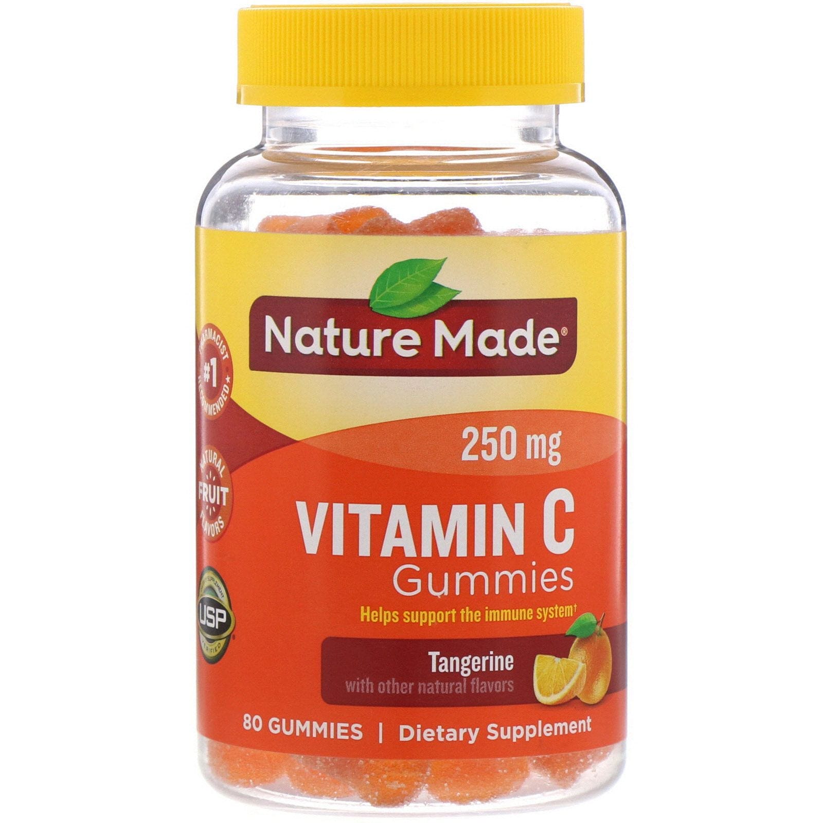 Nature Made, Gomitas con vitamina C, Mandarina, 250 mg, 80 gomitas
