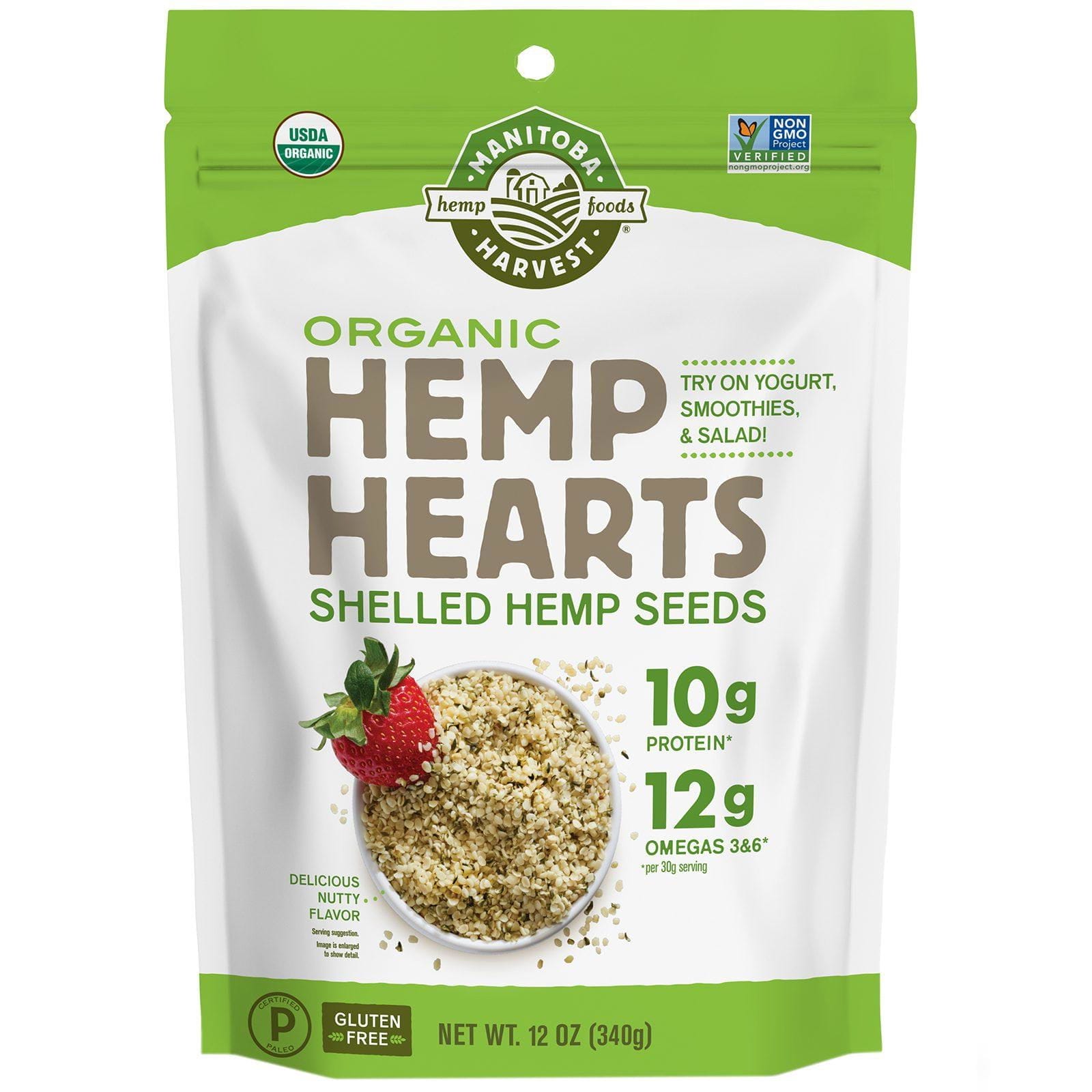 Manitoba Harvest, Hemp Hearts, Semillas de cáñamo orgánicas sin cáscara, Delicioso sabor a nuez, 340 g (12 oz)