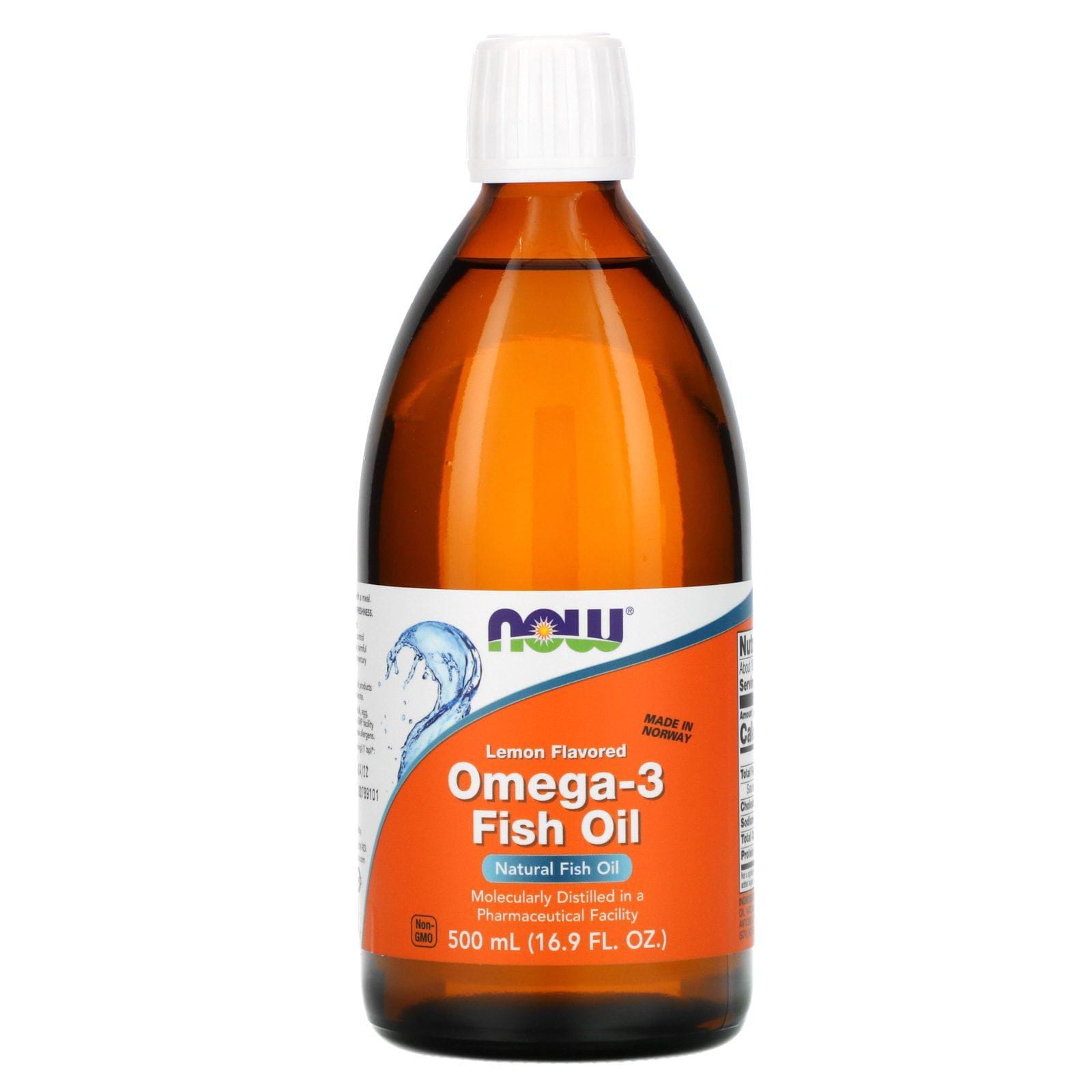Now Foods, Aceite de pescado con Omega-3, sabor limón, 16.9 fl oz (500 ml)