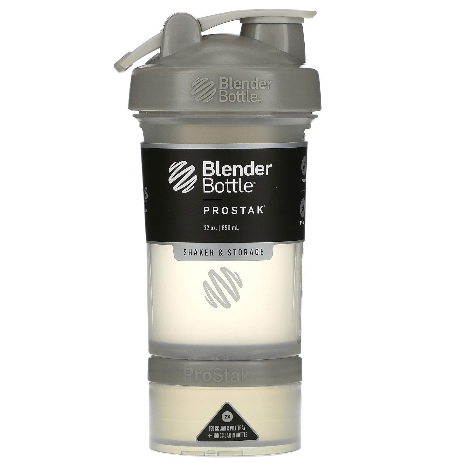Blender Bottle, BlenderBottle, ProStak, gris piedra, 22 oz