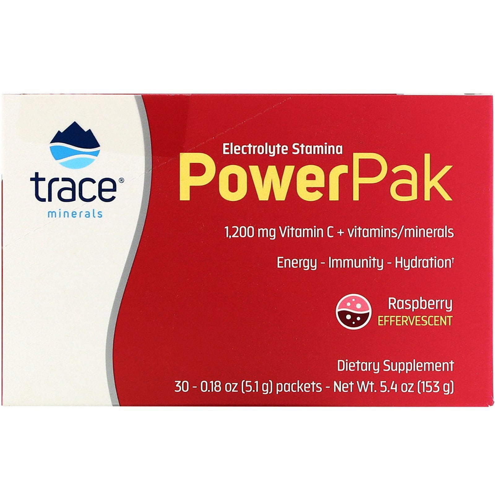 Trace Minerals Research, Electrolyte Stamina PowerPak, Raspberry, 30 Packets, 0.18 oz (5.1 g) Each